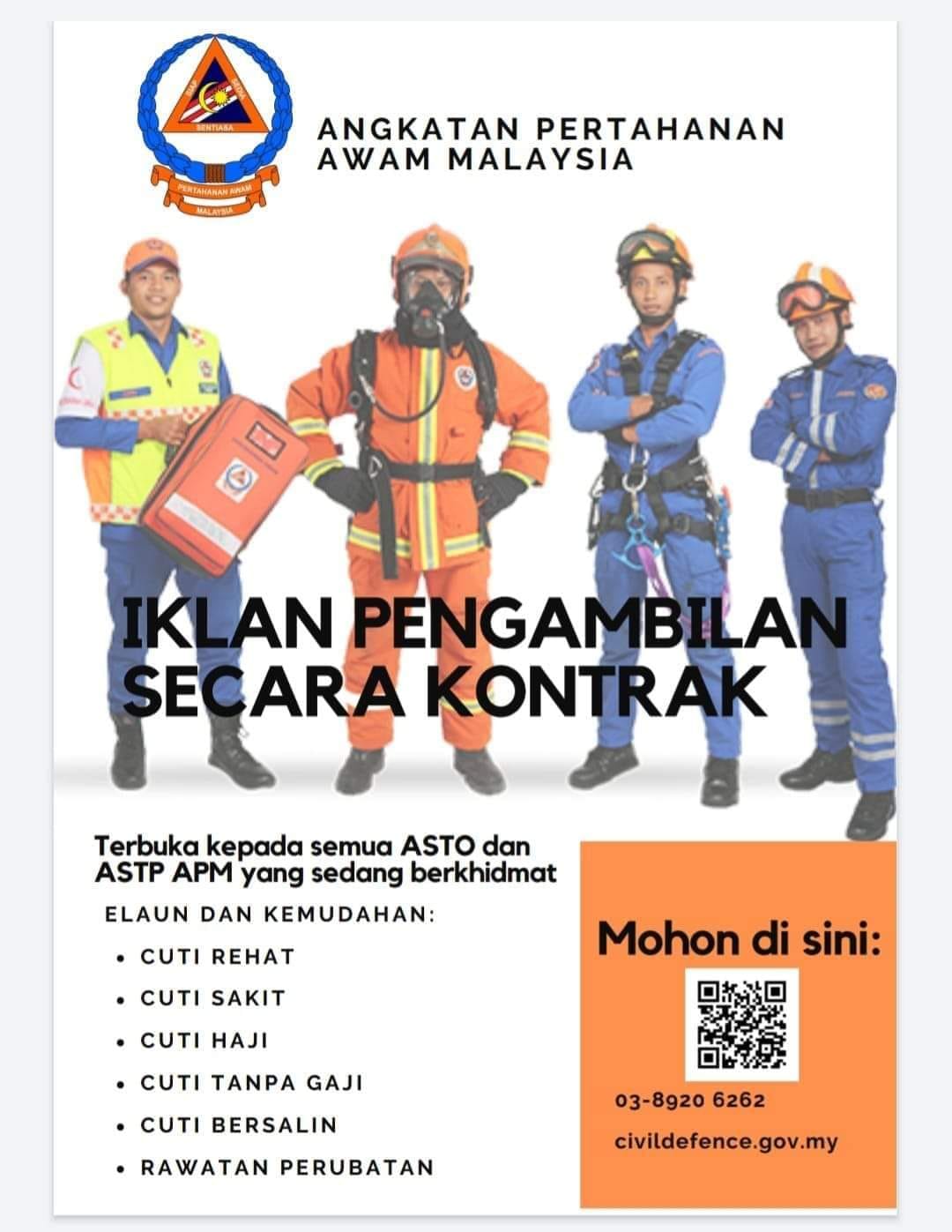 Apm Tumpat Pengambilan Secara Kontrak Bagi Jawatan Pembantu Pertahanan Awam Seluruh Malaysia Khas Kepada Asto Astp Berkelayakan Borang Permohonan Sila Scan Qr Code Tertera Atau Klik Pautan Berikut Https Forms Gle Cblioeswjxyy243j7 Tarikh Tutup