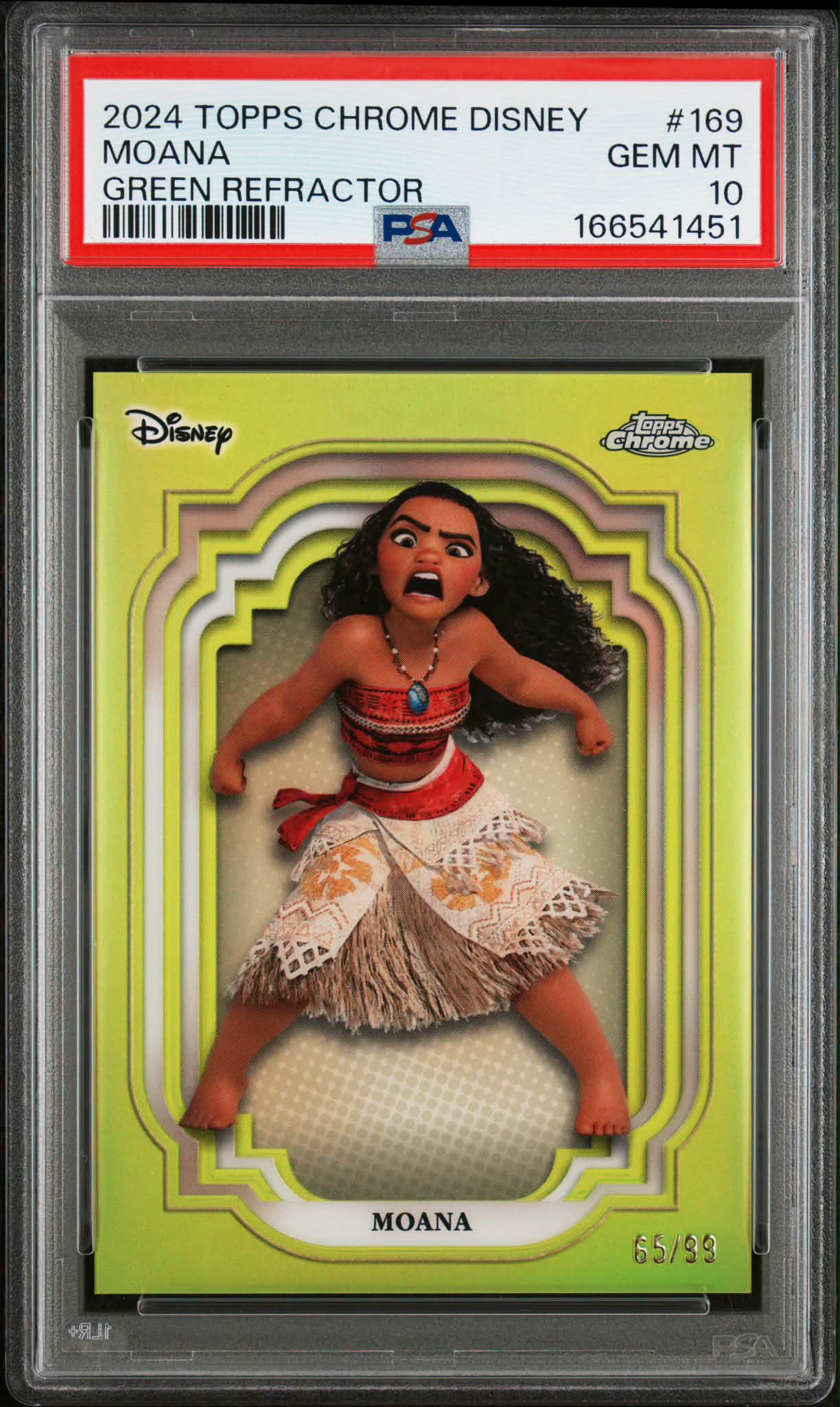 2024 Topps Chrome Disney Moana Green Refractor #169 PSA 10 for