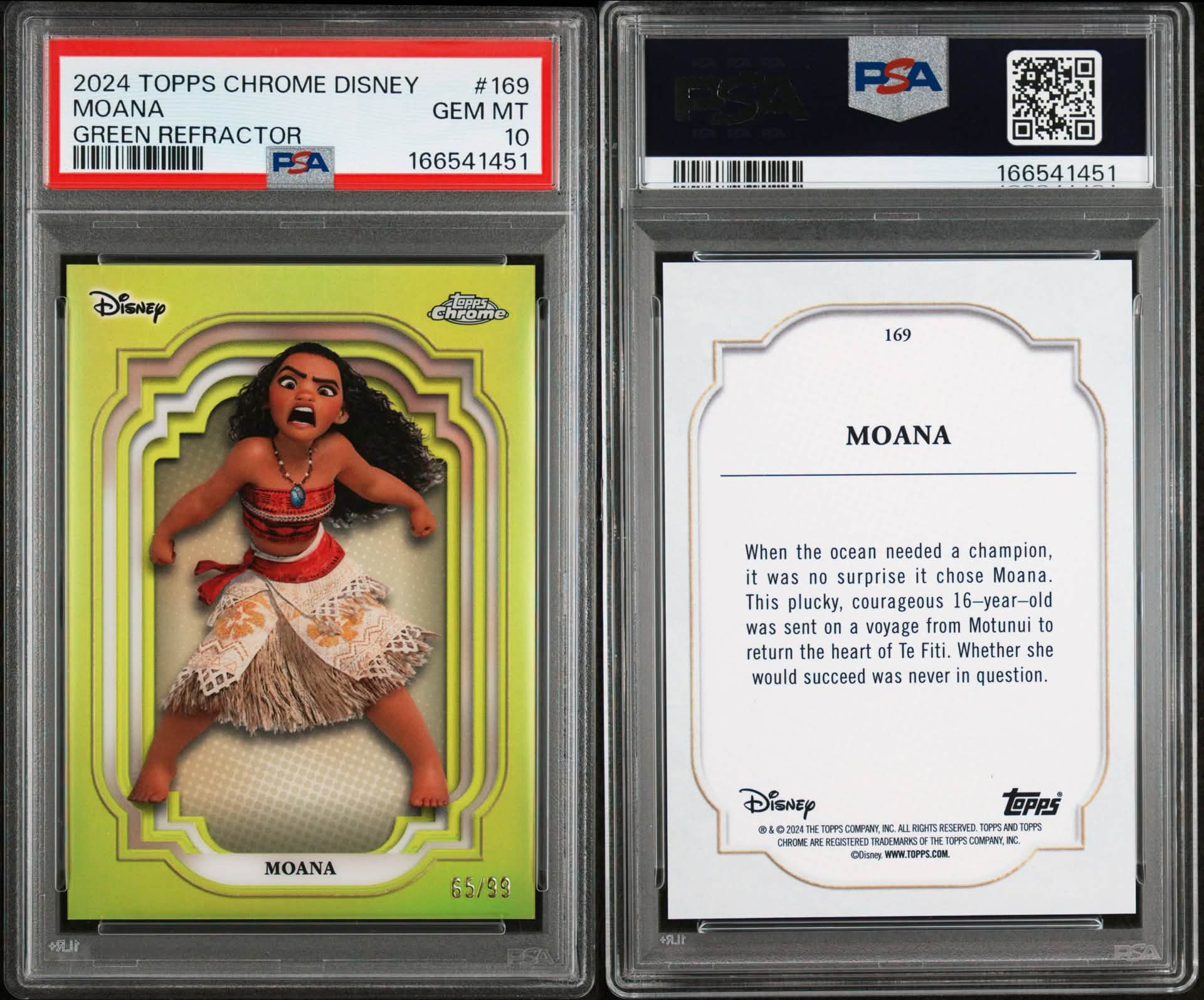 2024 Topps Chrome Disney Moana Green Refractor #169 PSA 10 for