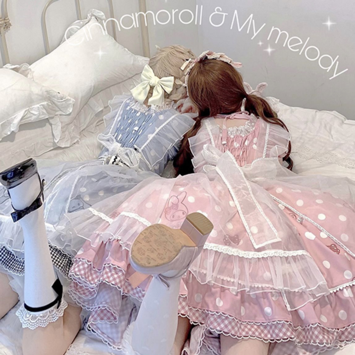 JSK Summer Kuromi My Melody Cinnamoroll Lolita Dress Sweet Cartoon Strap Skirt e