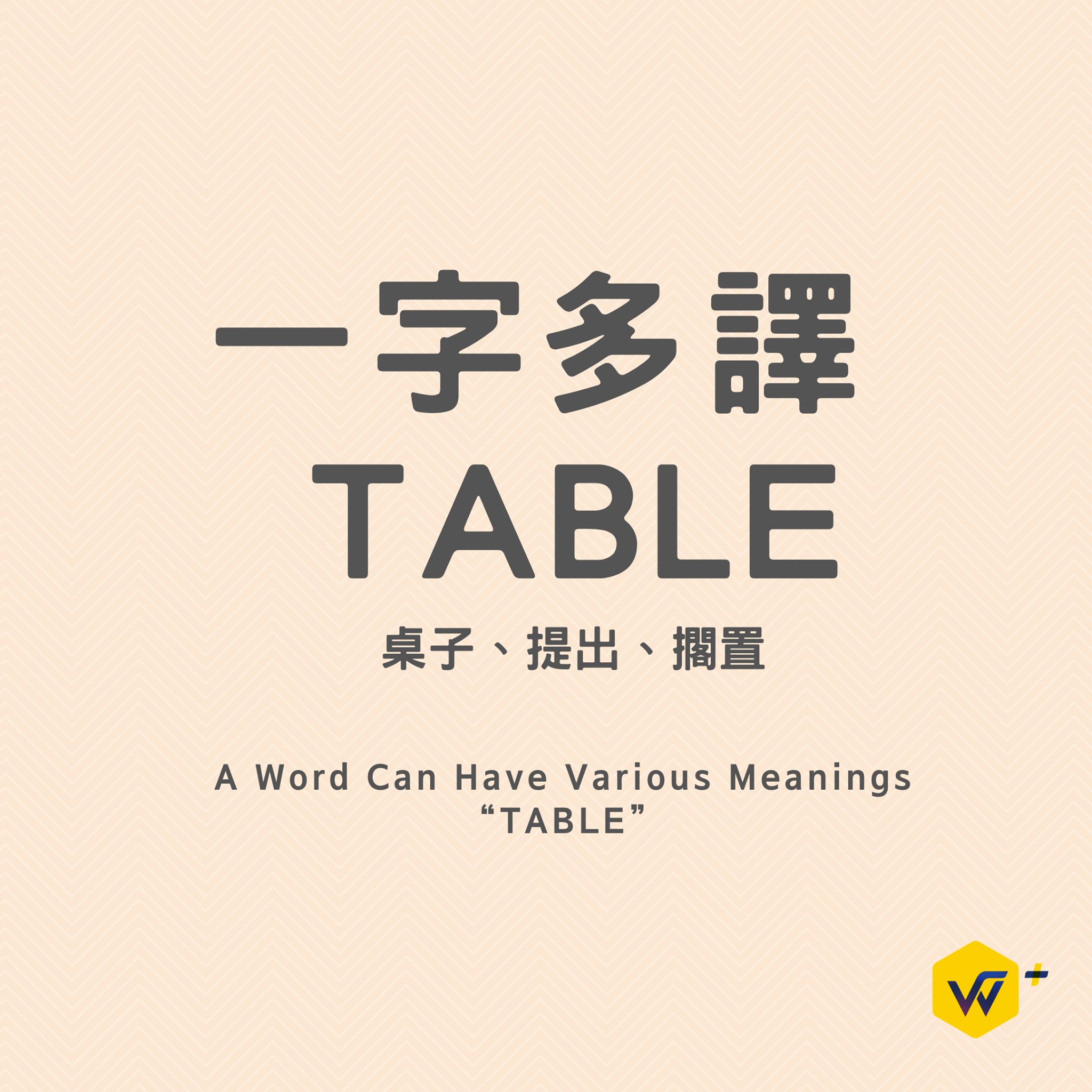 【每週五 一字多譯教學 】 #Table... - Winning English Academy贏家英語學院 | Facebook