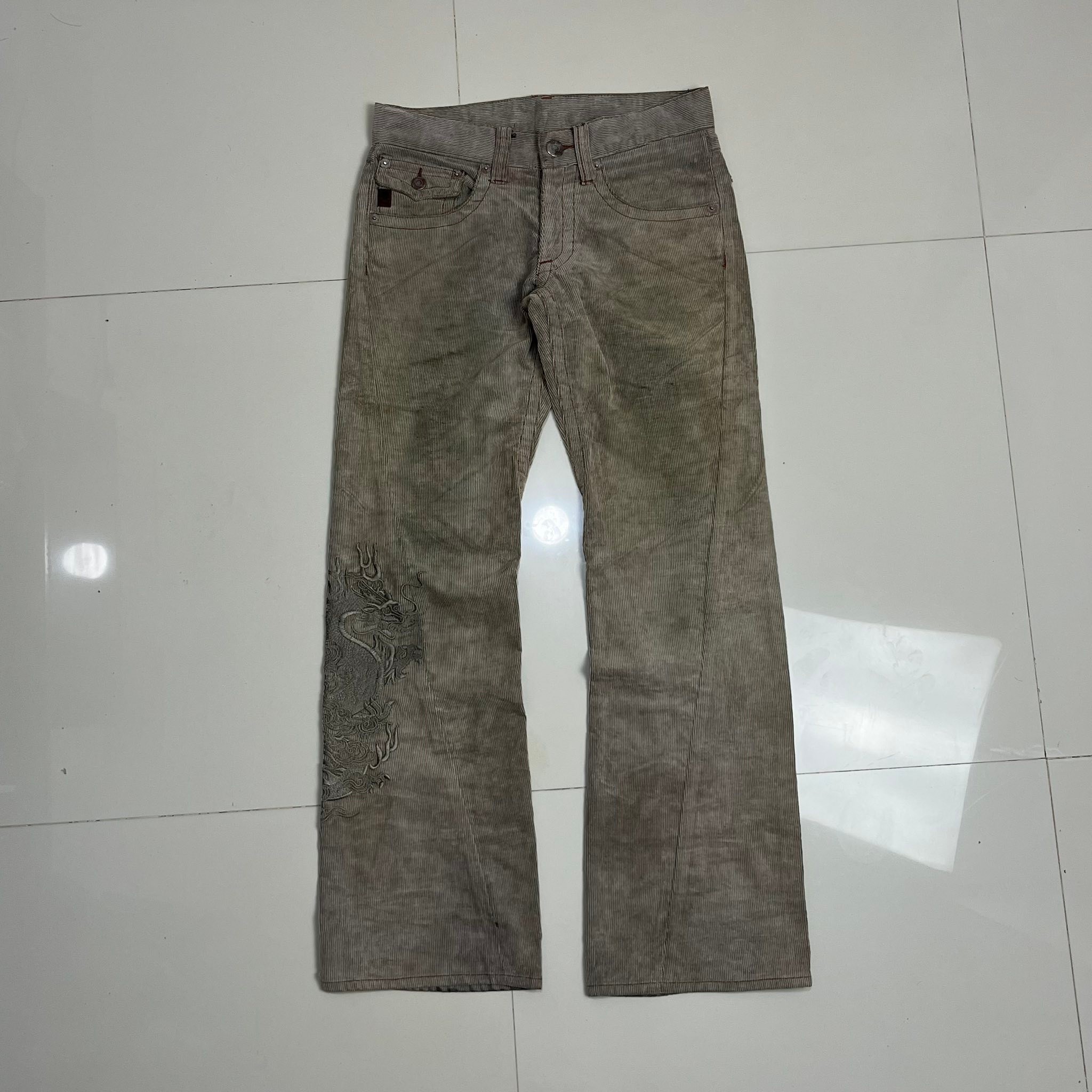 291295 HOMME embroidered dragon denim – Japanese archive style 