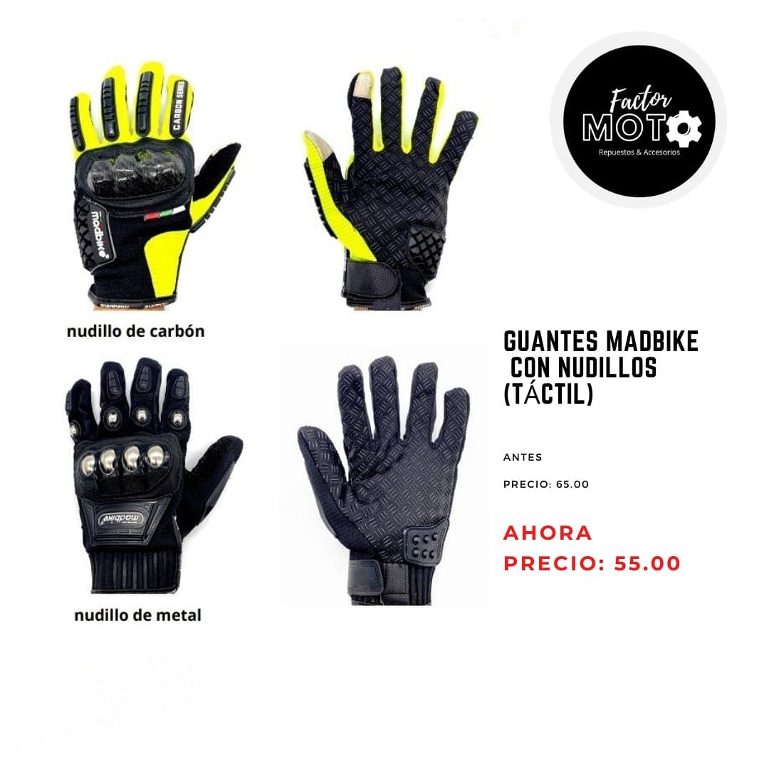 Guantes De Moto MADBIKE - Transpirables, Con Protección De Fibra De Carbono Y Puntas Táctiles Para BMX, MTB, Carretera