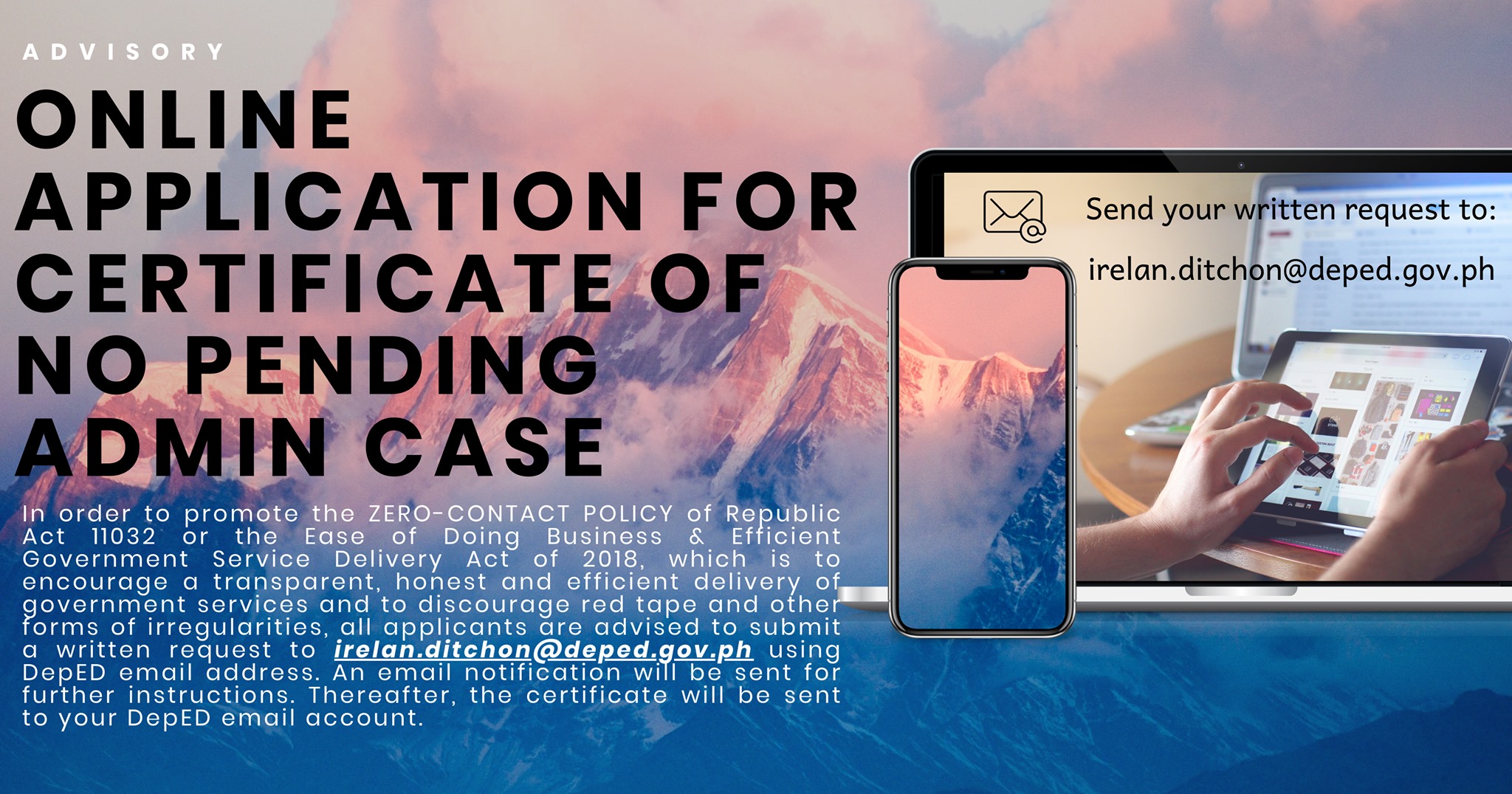 Legal Unit - Certificate of No Pending Admin Case can now be requested ...