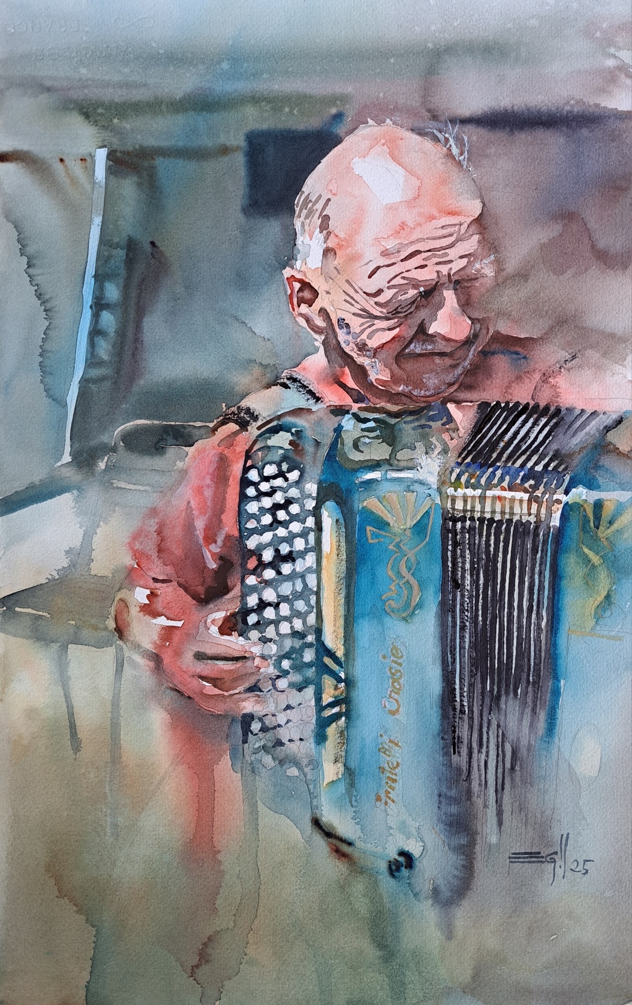 Painting inspired by music in watercolor