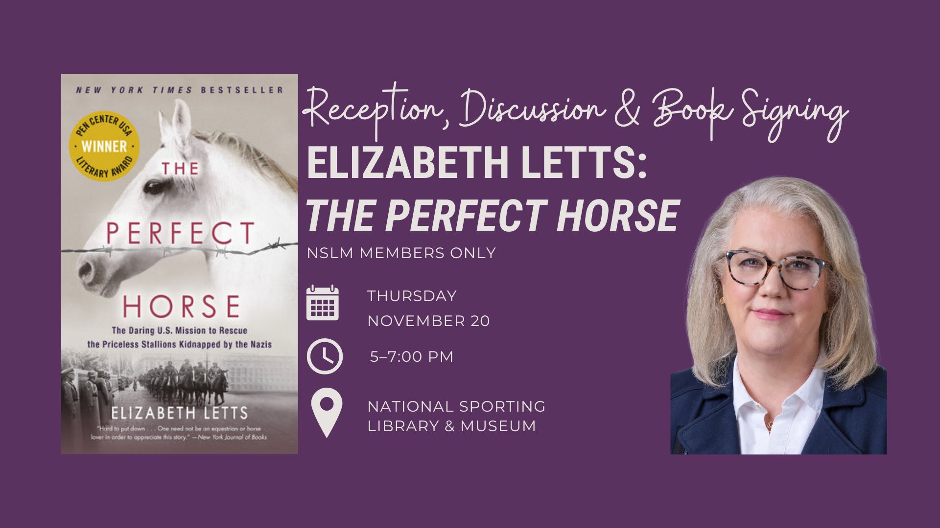 Elizabeth Letts on The Perfect Horse (Members’ Program)