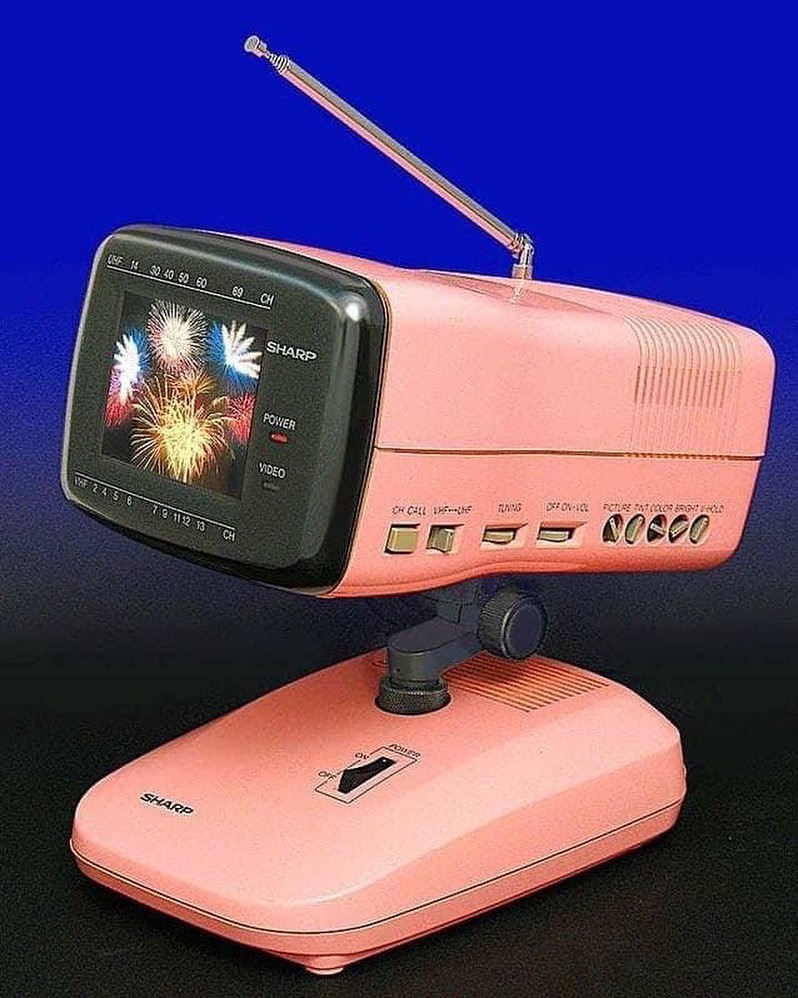 Pink Sharp portable TV from the mid 80s