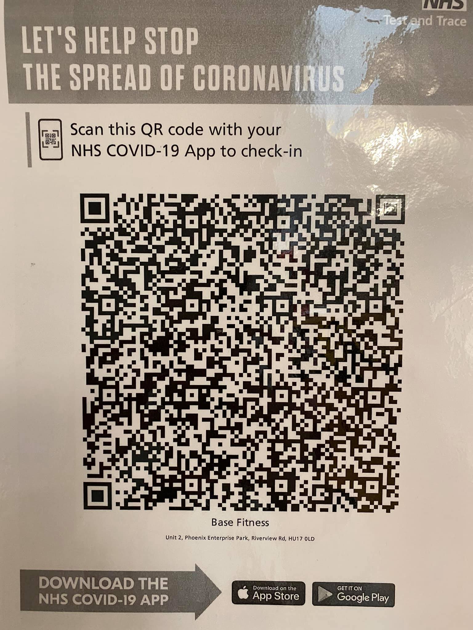 🌟 NHS Track & Trace QR Code 🌟... - Base Fitness - Beverley