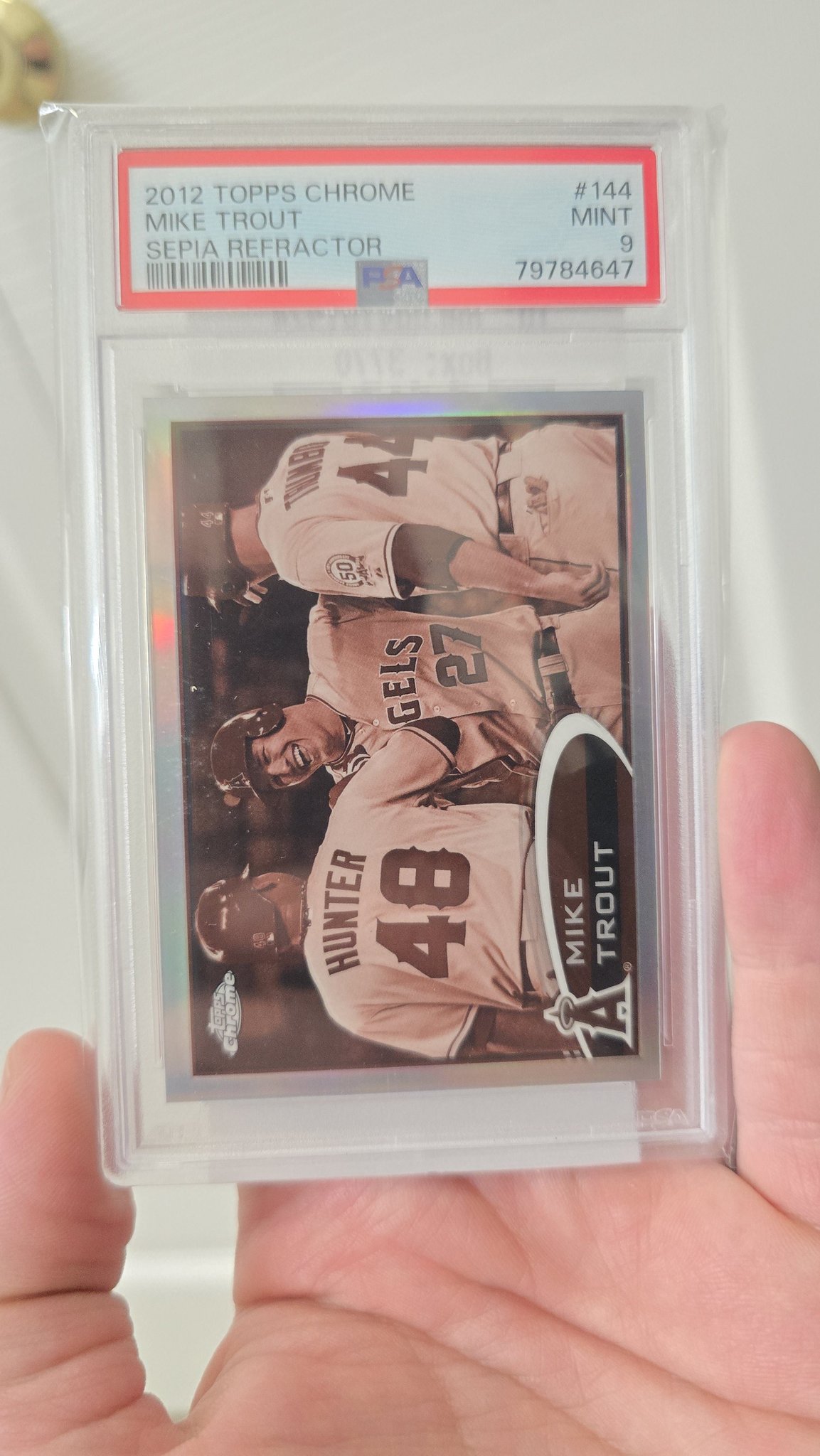 Rare 2012 Topps Chrome Mike Trout Sepia Refractor Card Pulled from