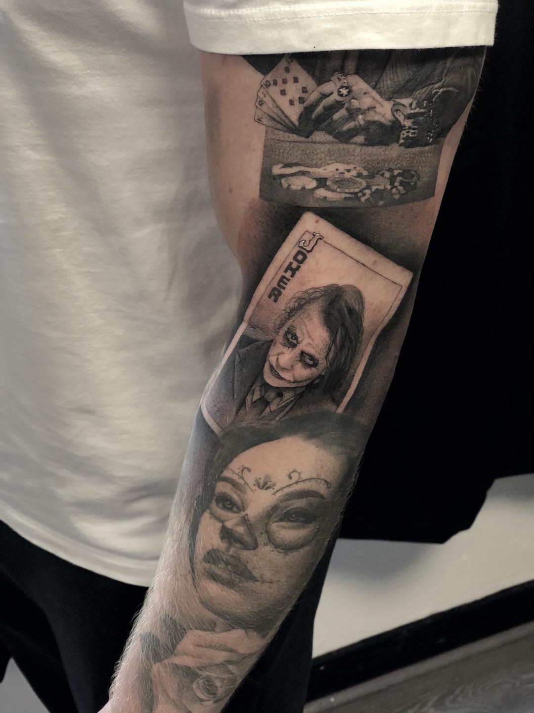 joker card tattoo sleeve Portable Fake Tattoo Image Eye Cards Written Tattoo Tattoo Half Sleeve Tribal Gift Idea Christmas Birthday W05 Fashion Client request. Joker card tattoo.