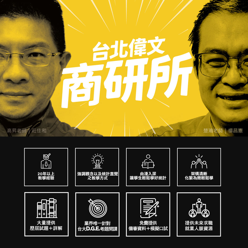 台北偉文研究所 台北偉文商研所頂尖組合 兩位除了是好朋友同時也是同學眼中的好老師 高昇 經濟 20年以上教學經驗