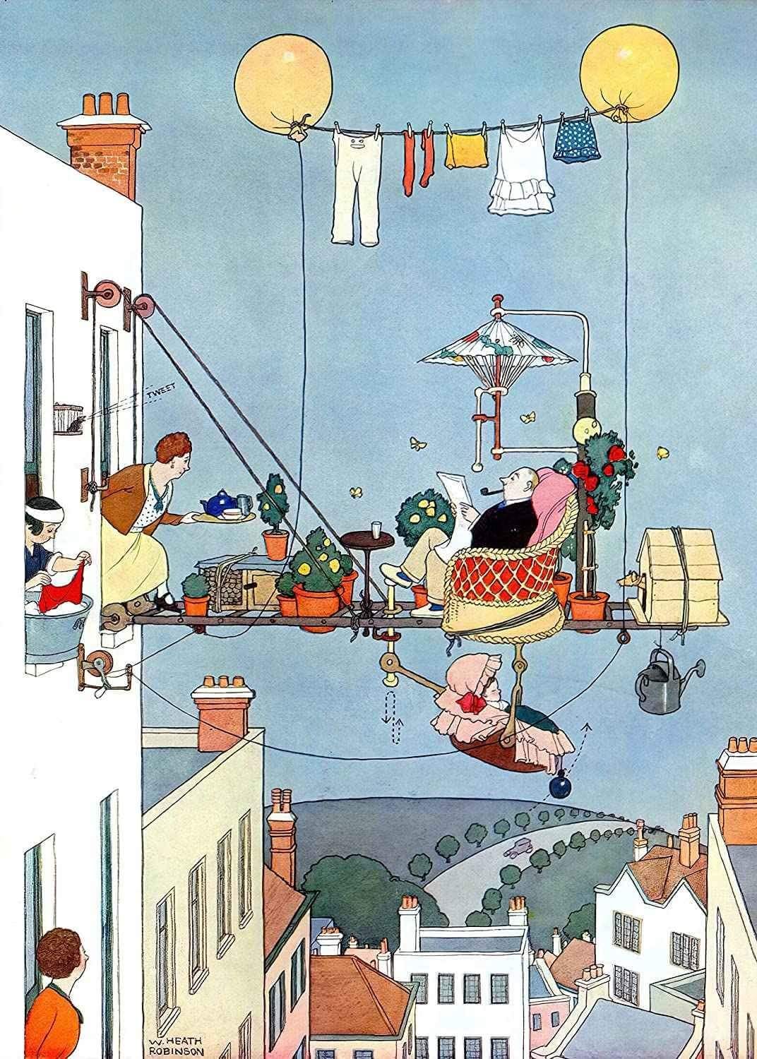 Heath Robinson The Folding Garden Date: 1933