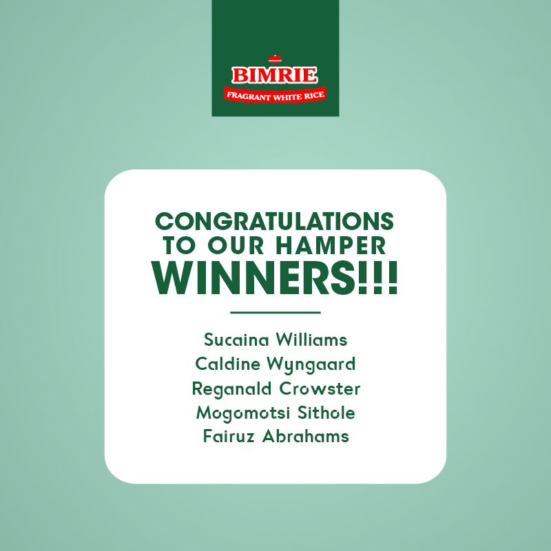 Bimrie Rice - Congratulations to our hamper winners.... | Facebook