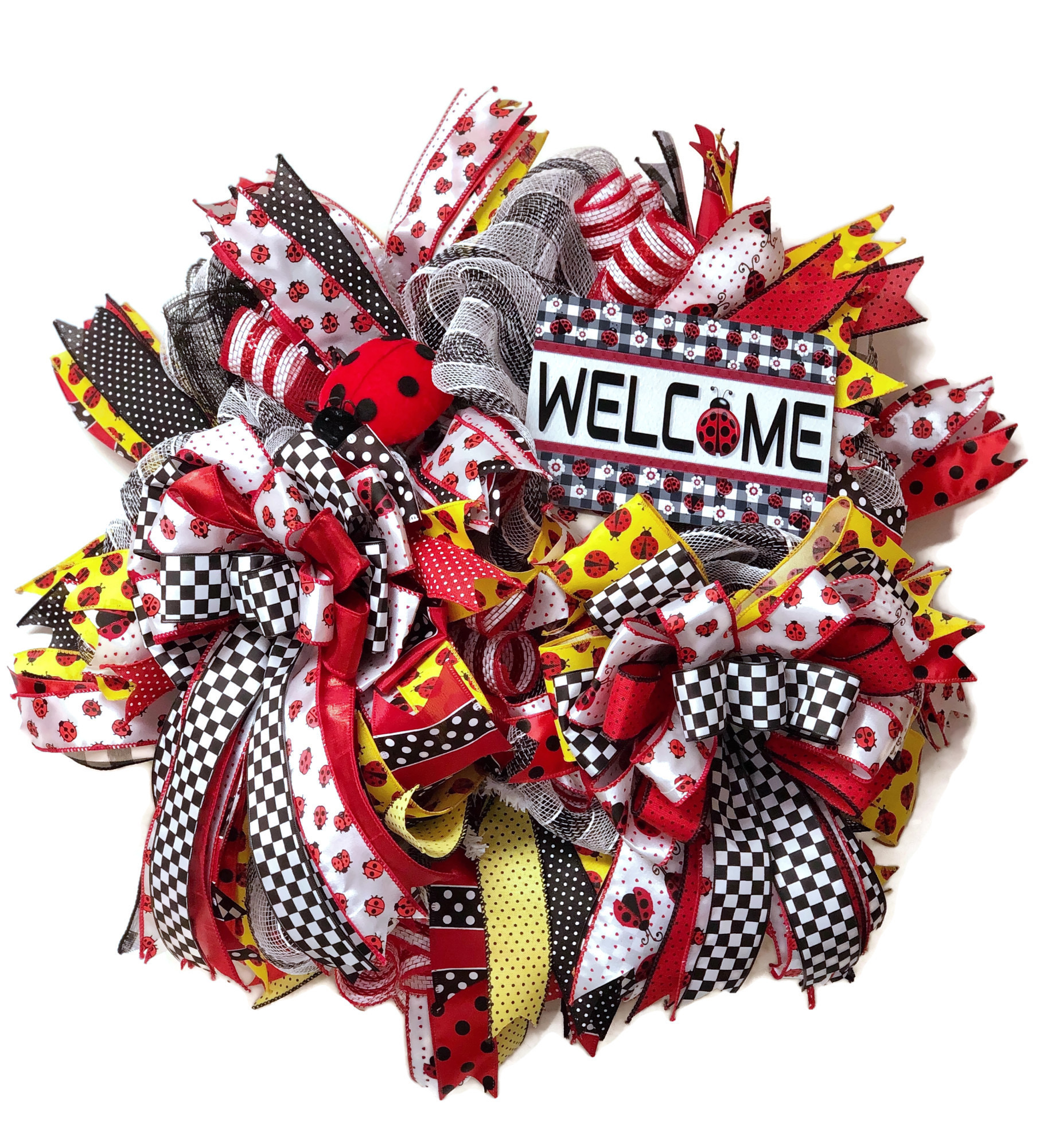 Dixie's Wreaths Ladybug Deco Mesh Wreath This cutie... Facebook