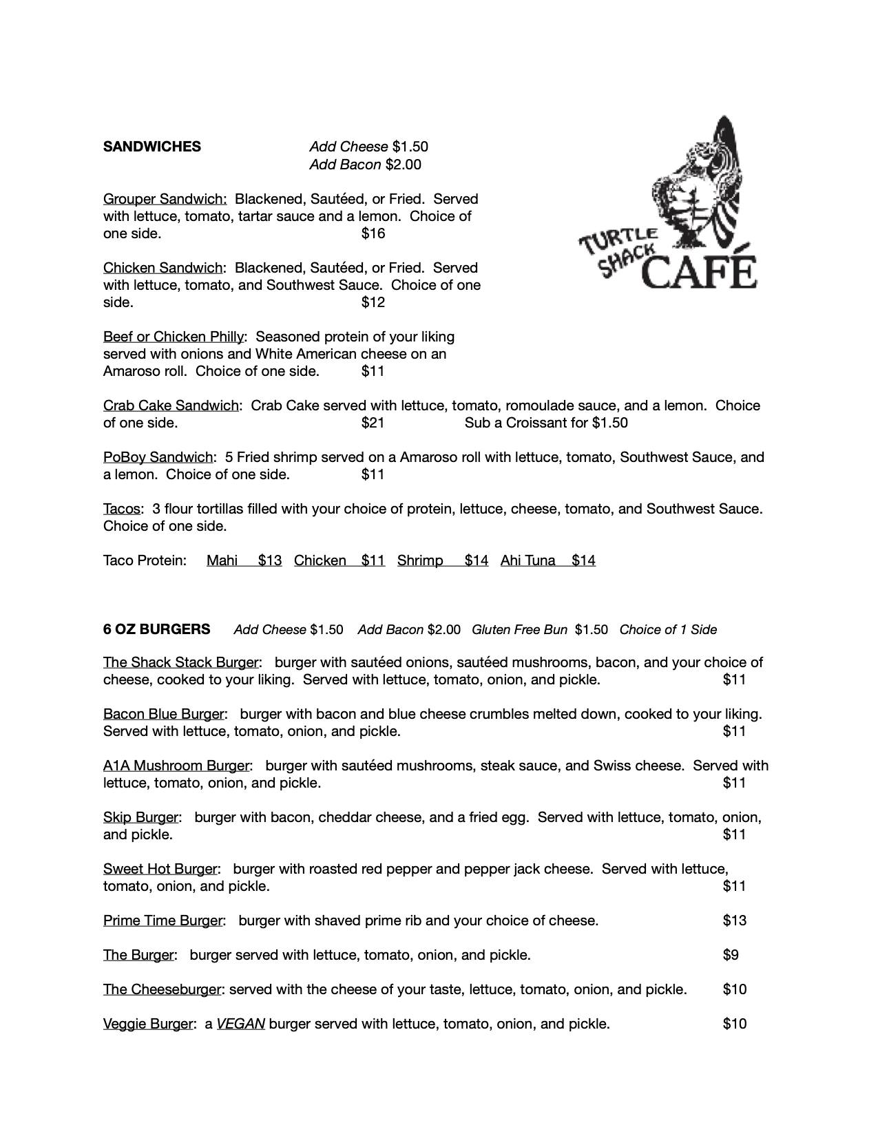 HERE IS THE COV MENU! This is the... - Turtle Shack Café