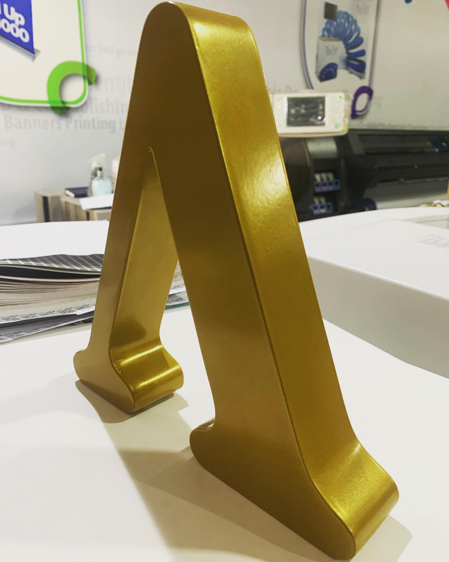 Gold powder coating letter . . . . .... - Color Hub Printing