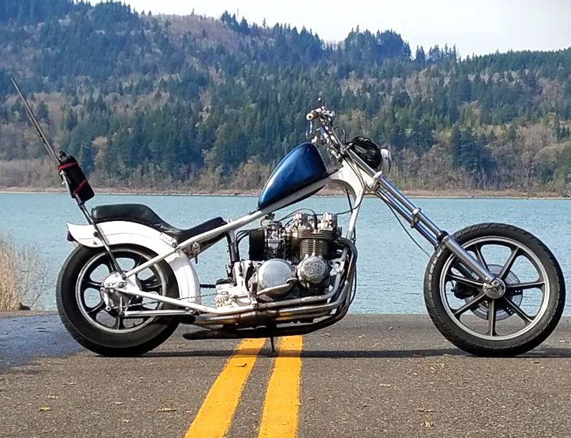 Custom Kawasaki KZ750 chopper with Z1 Enterprises parts