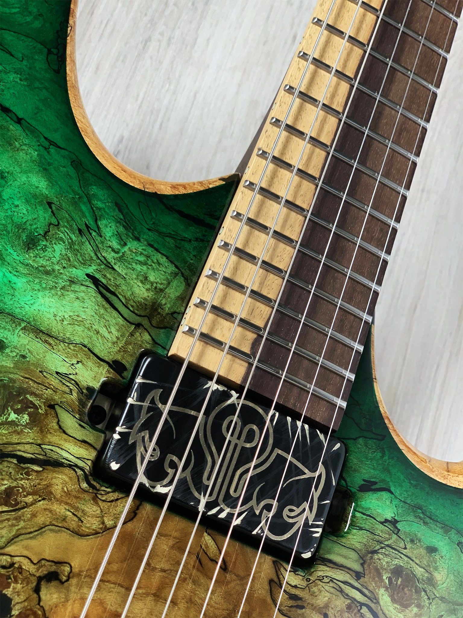 Mayones Duvell Elite 6 Custom Shop 🎸💚💥🔥🤘 Spalted Maple top