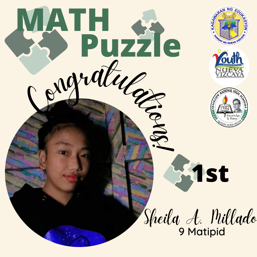 GRADE 9 MATH PUZZLES Results! CONGRATULATIONS!!! 1st 🥇Sheila A. Millado ...
