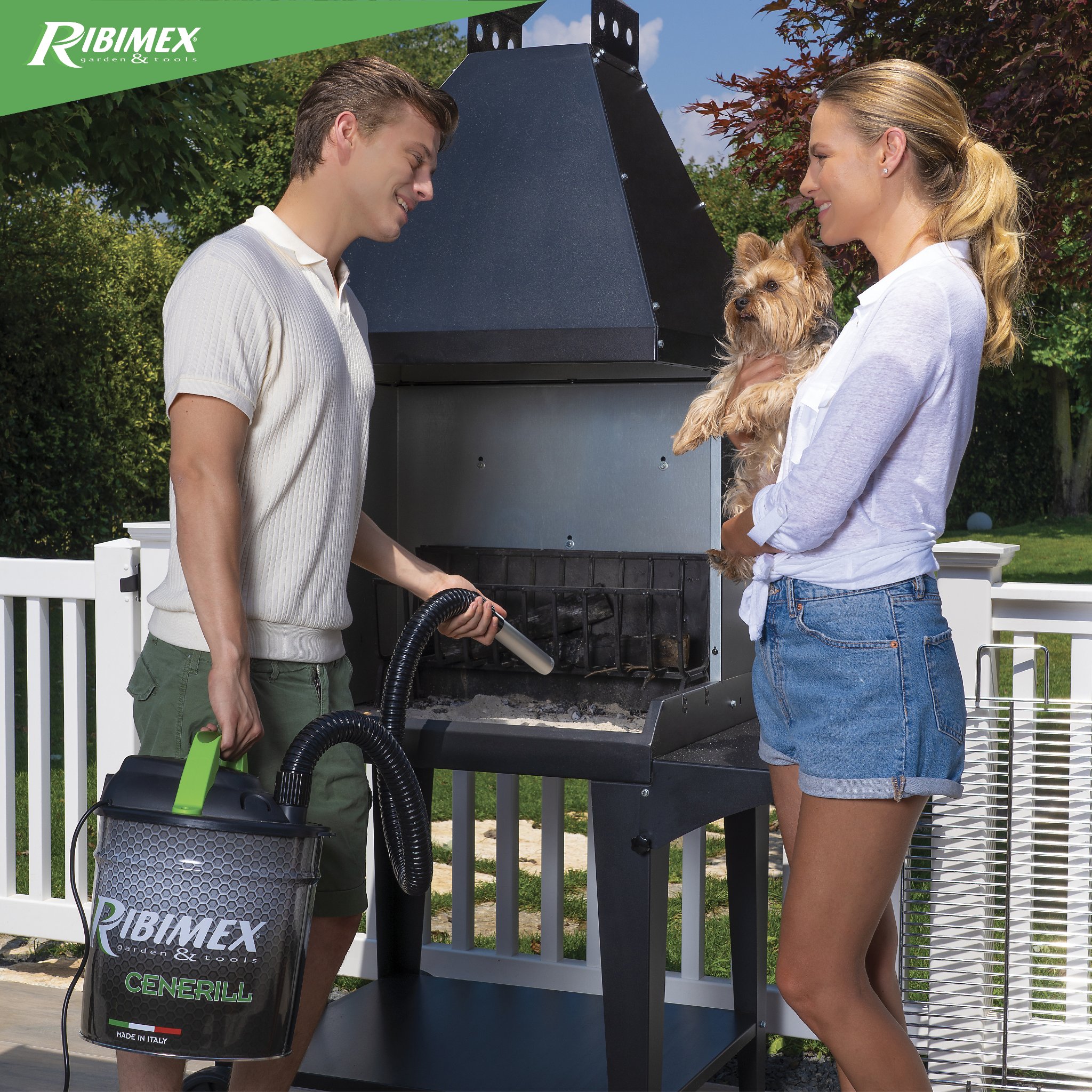 Aspirateur à Cendres électrique Ribimex Cenerill 1000W 18L - Double Filtre HEPA Et Fonction Soufflage - Pour Cheminée, Poêle, Barbecue