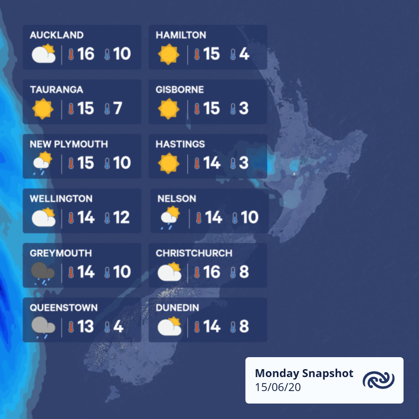 Here are snapshots of the weather... - MetService New Zealand
