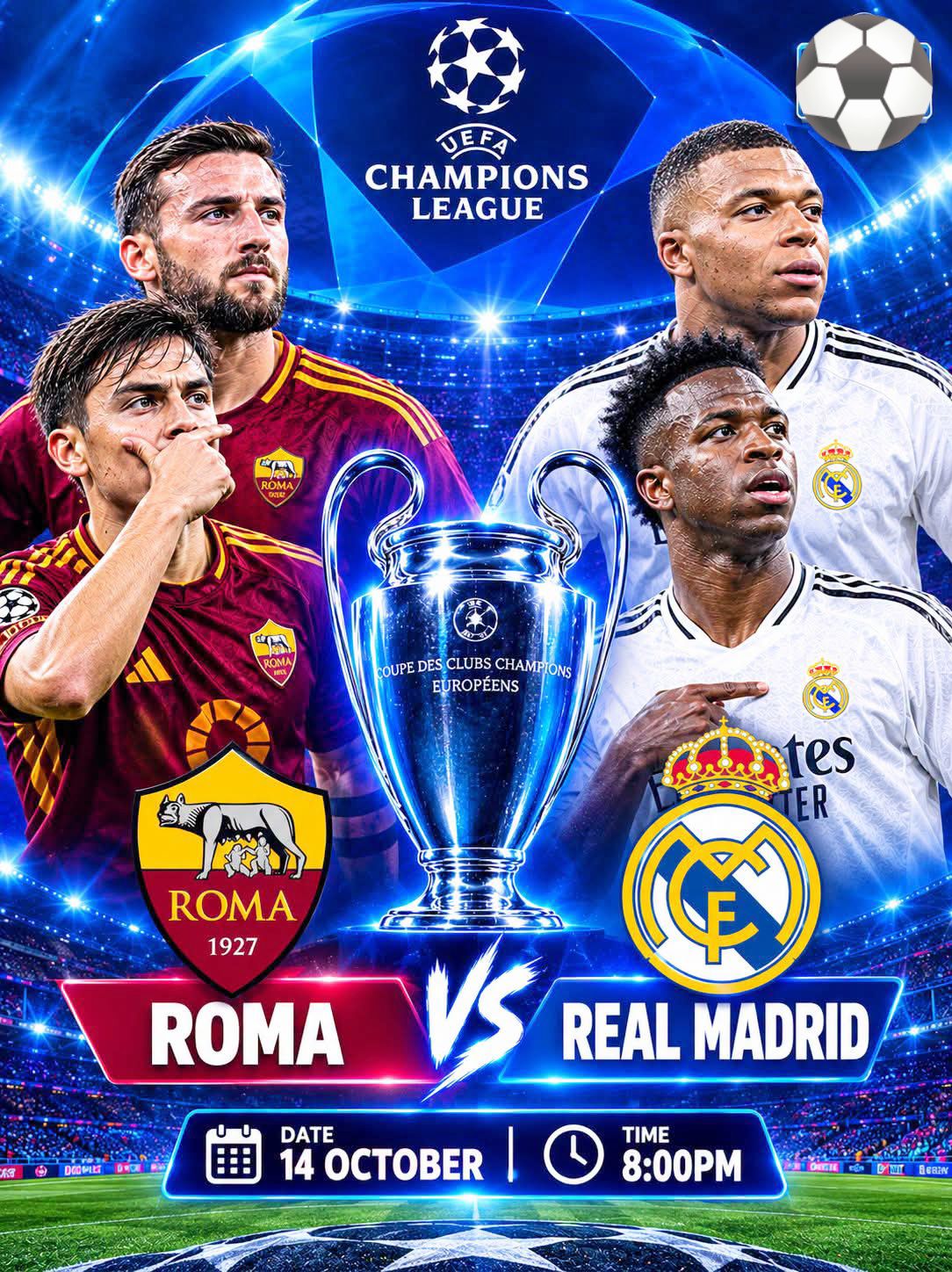 AS Roma vs Real Madrid in UEFA Champions League