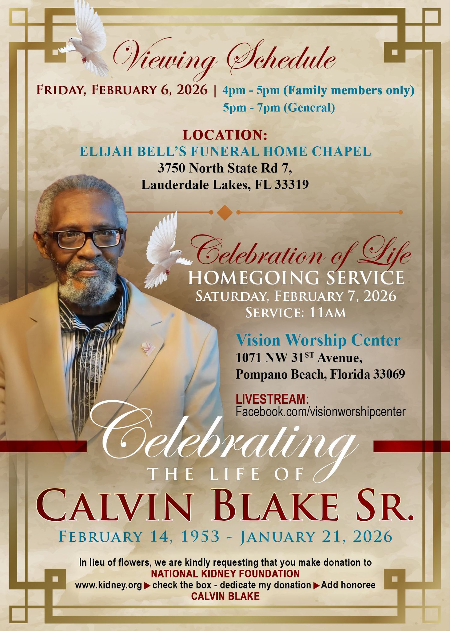 BishopDr - Funeral arrangements for my Father-in-law Calvin Blake Sr ...