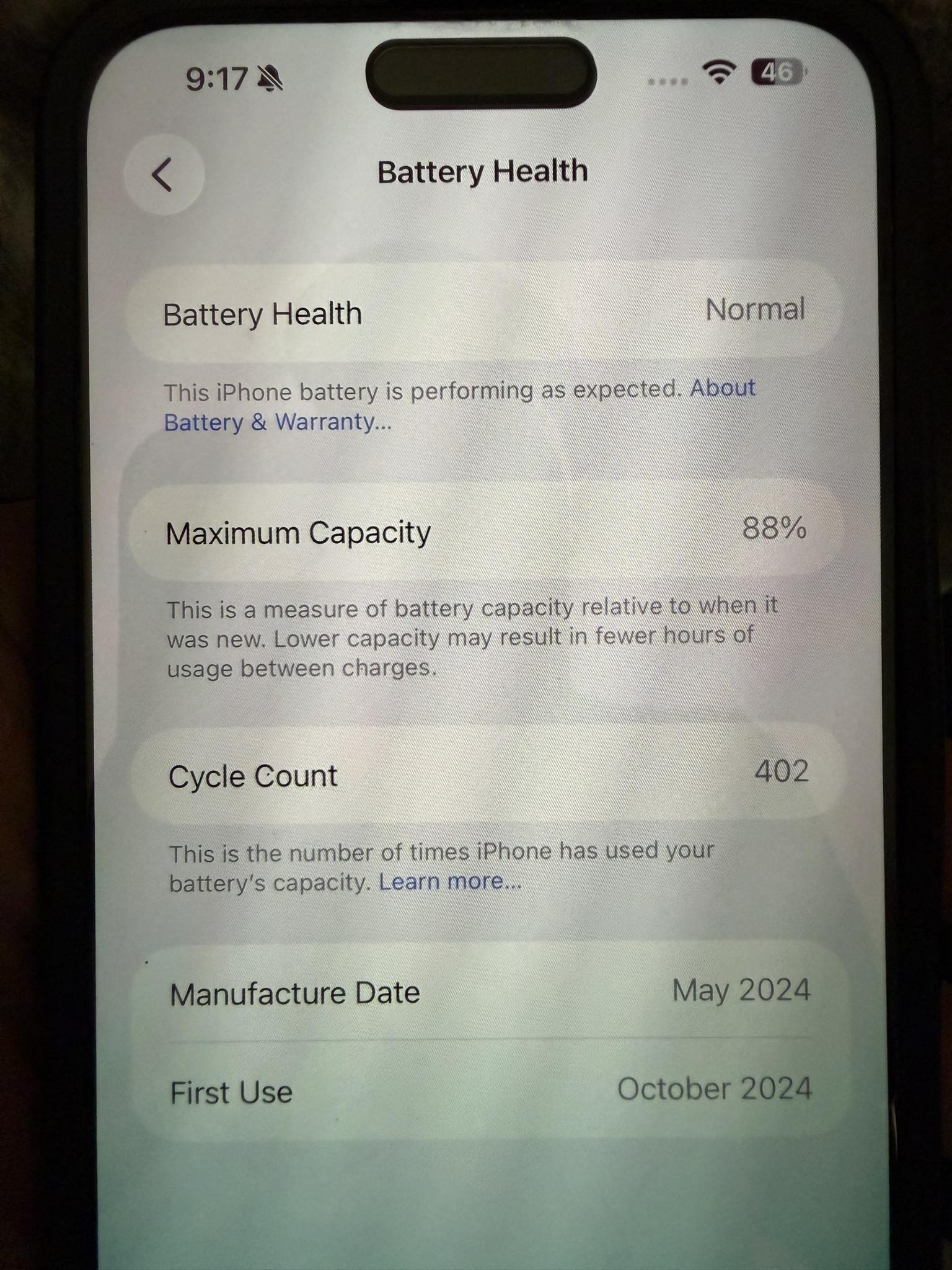 The battery health of the iPhone 15 Pro Max reached 86% even after