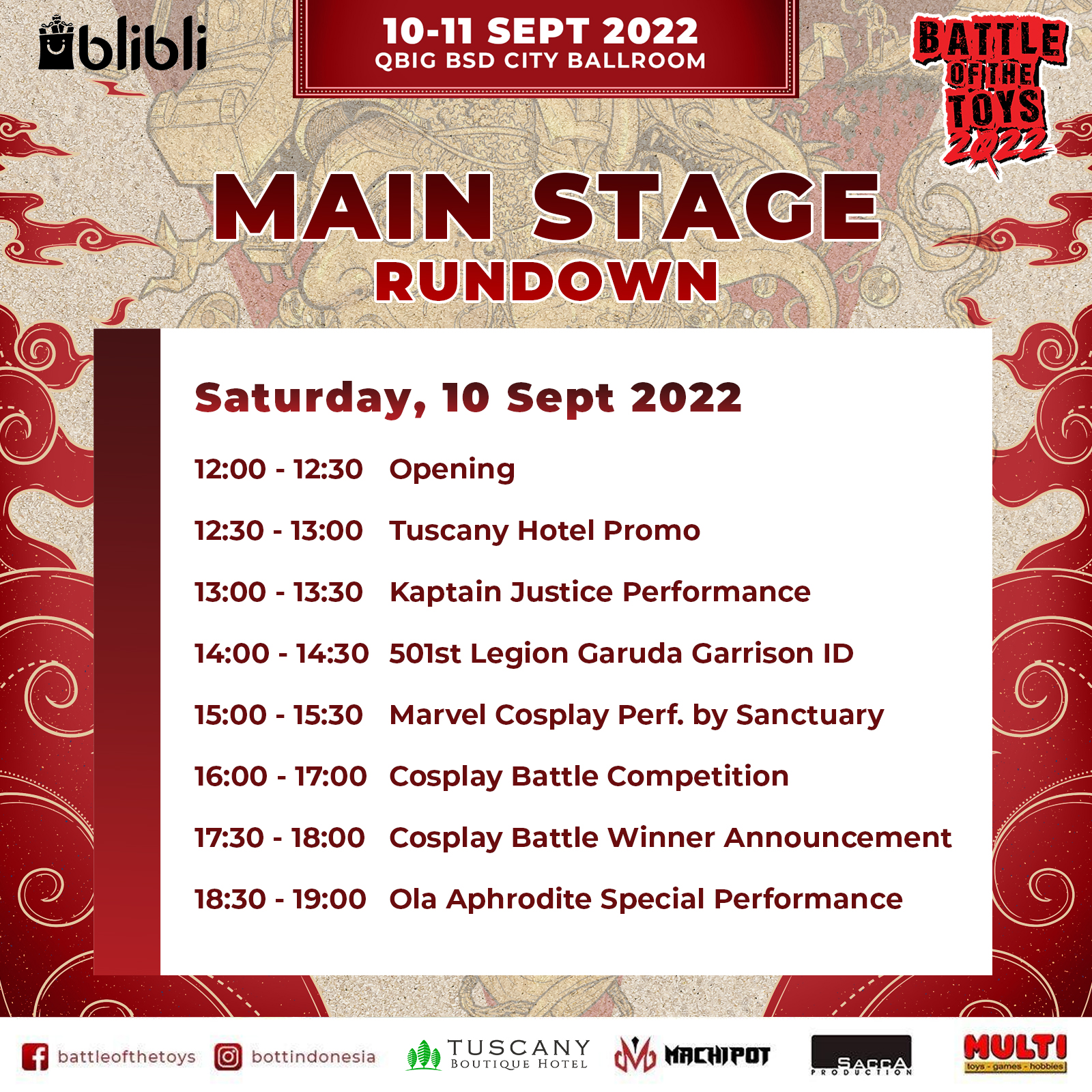 🔻MAIN STAGE RUNDOWN🔻 Stage activity... - Battle of The Toys | Facebook