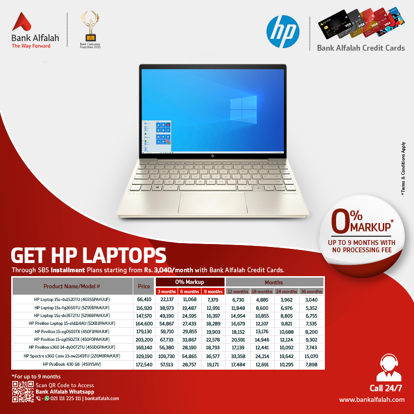 Bank Alfalah - Get a sleek and long-lasting HP Laptop with...
