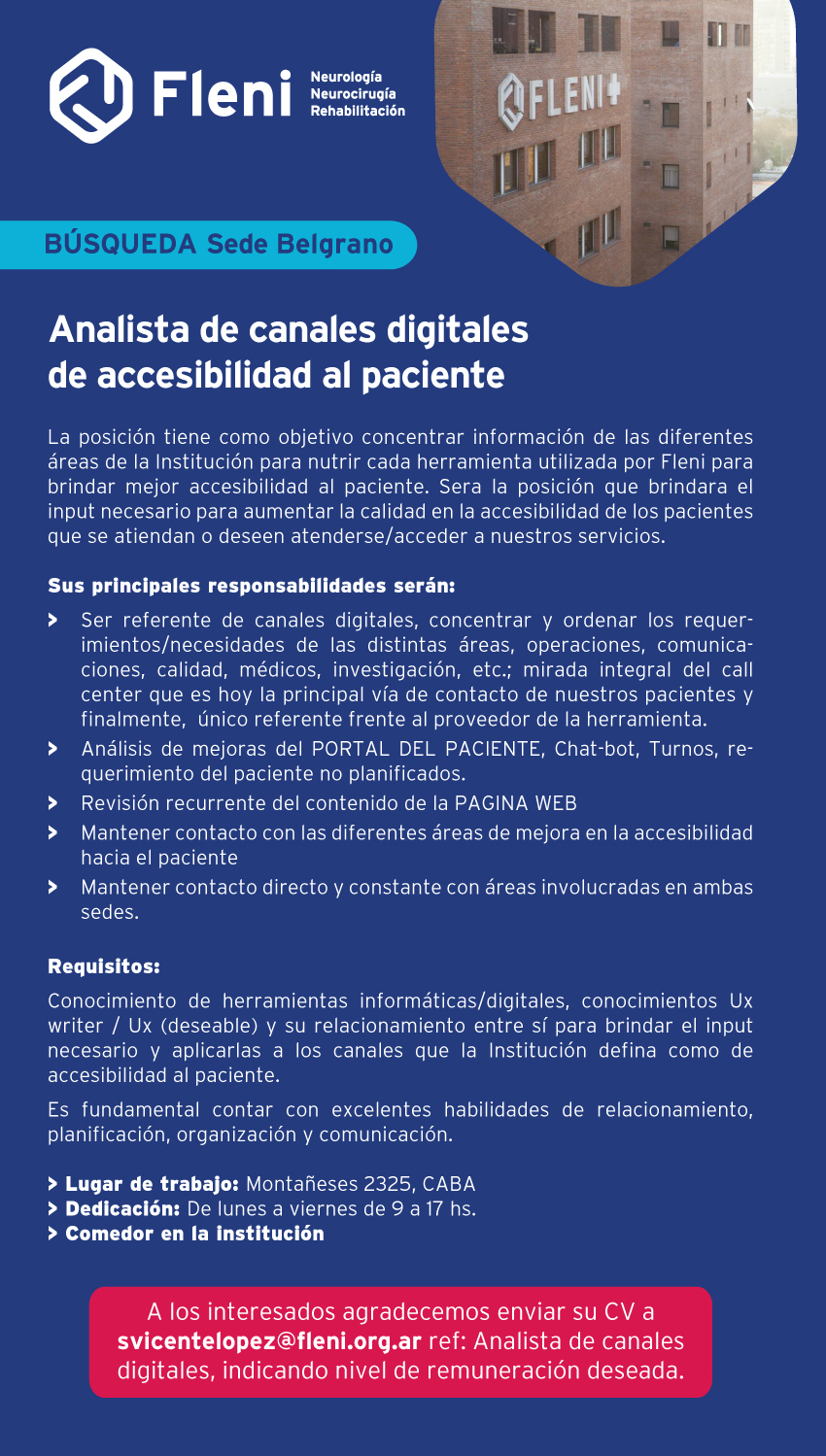 ️Fleni seleccionará... - Fleni - Docencia e Investigación | Facebook