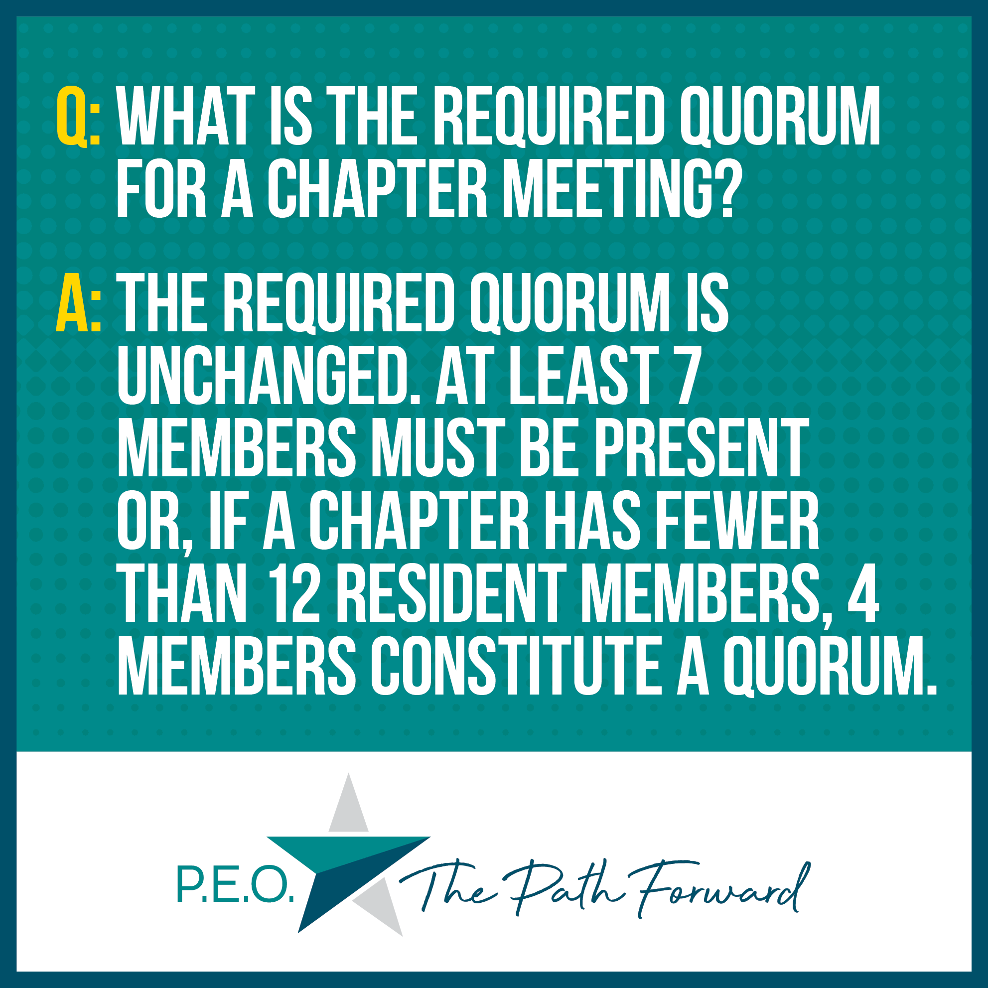 PEO - As P.E.O. moves on the path forward, we know you have questions ...