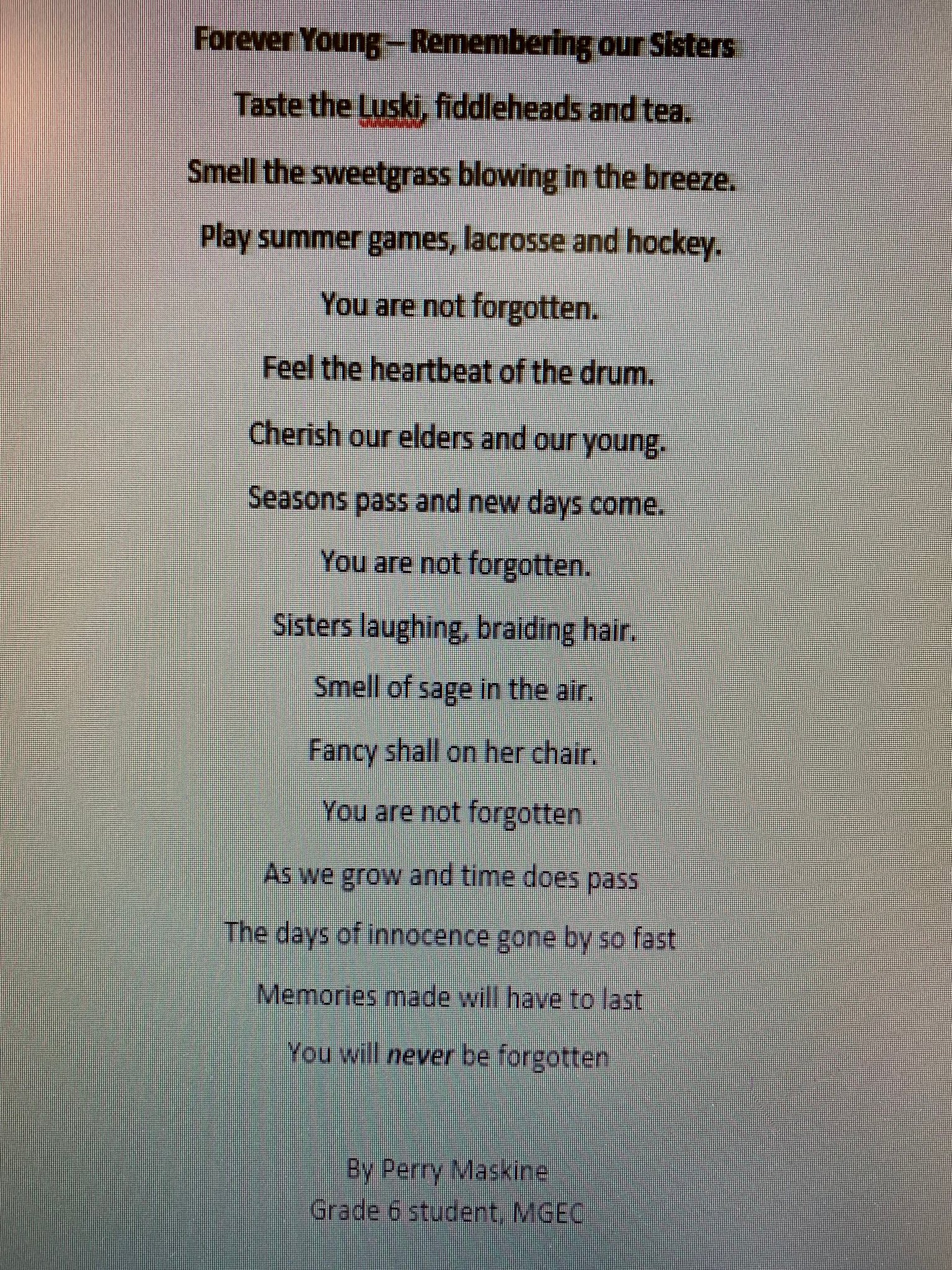 A poem by Perry... - Tri-County Regional Centre for Education | Facebook