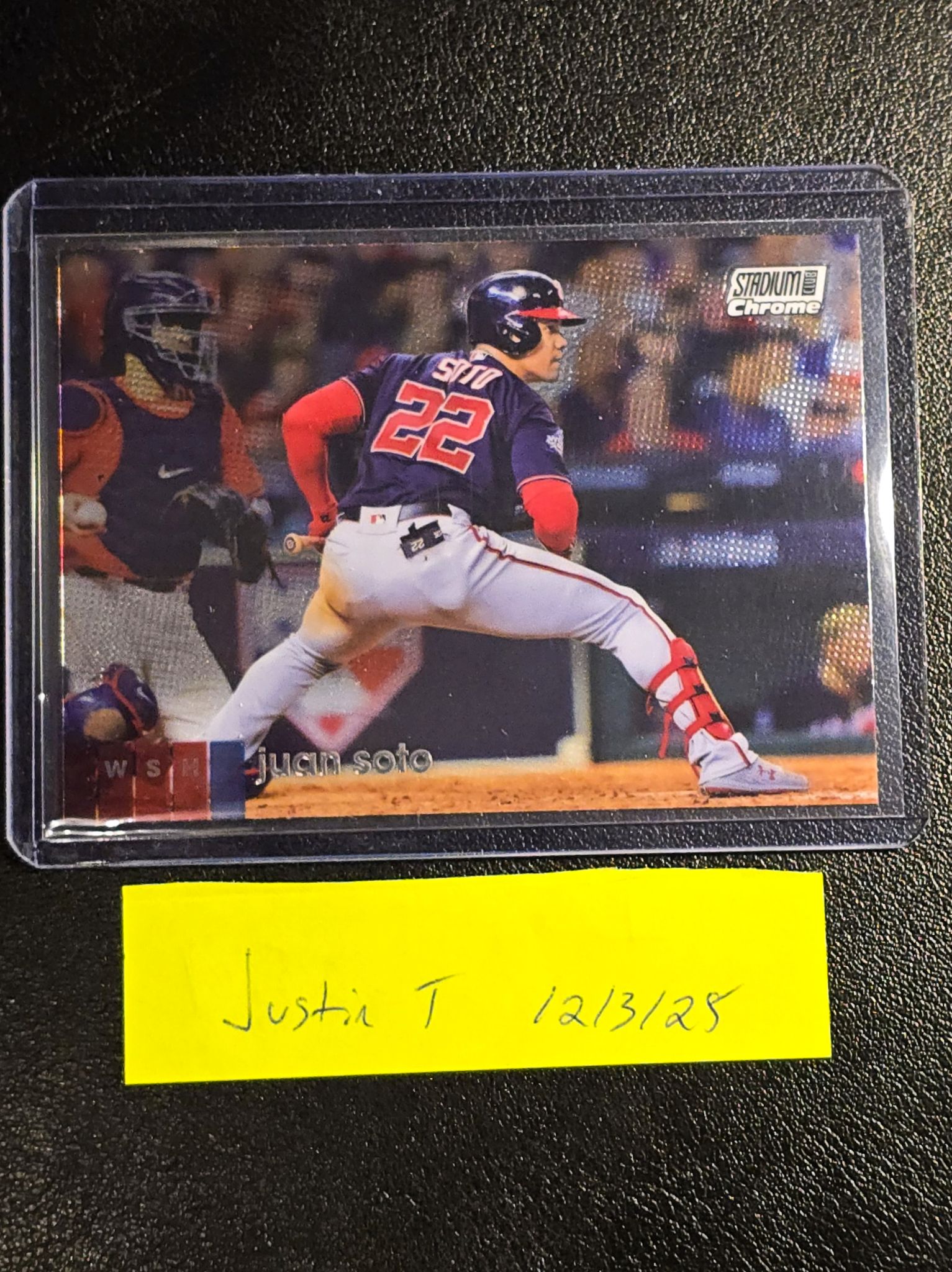 This is a 2025 Topps Update Juan Soto 1990 #U90-26 Rainbow Foil 