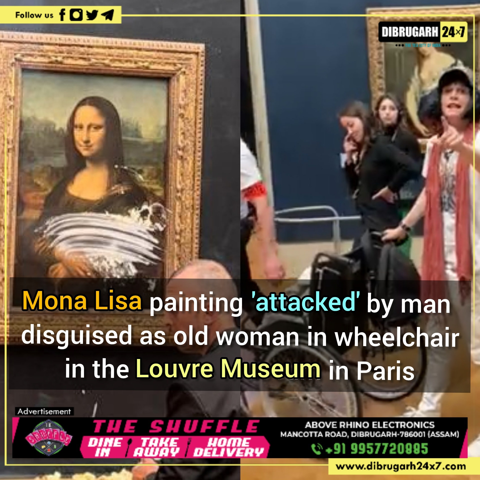 man dressed as old lady throws cake at mona lisa World priority-05-midsummer-lace-round-neck-gown-champagne