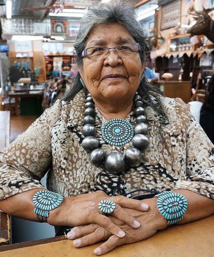 Navajo silversmith Herman Smith showing off his amazing style