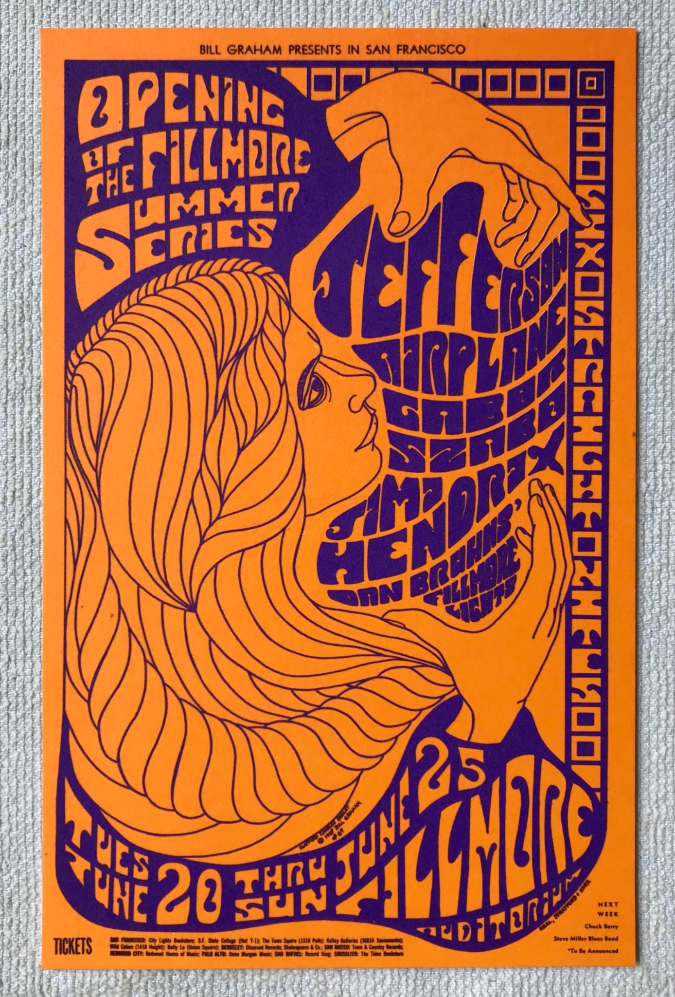 Jimi Hendrix on 1967 Fillmore poster