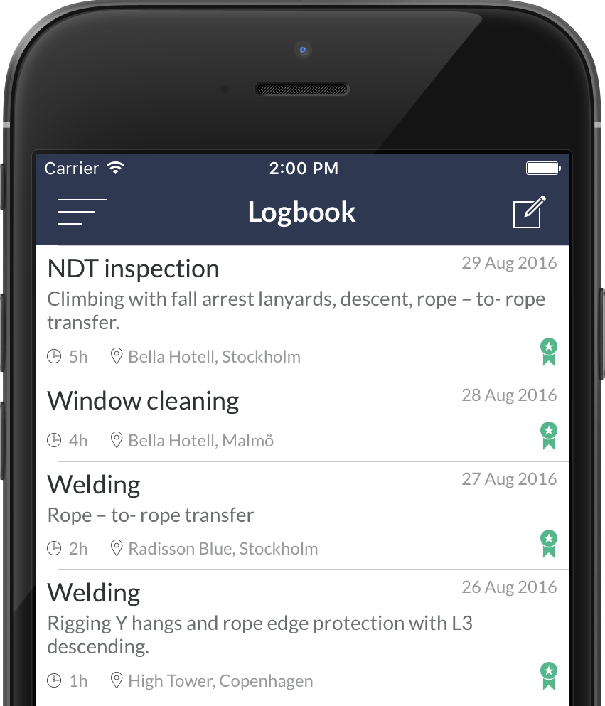 Rope Access Logbook