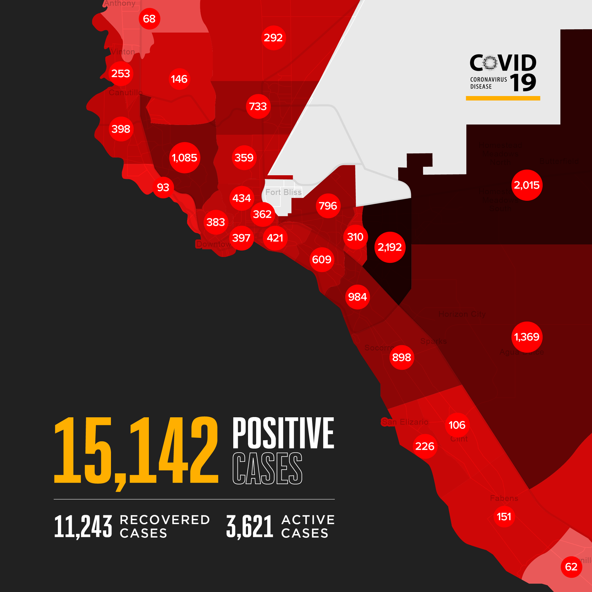 City - This map shows the cumulative total of positive COVID-19 cases ...