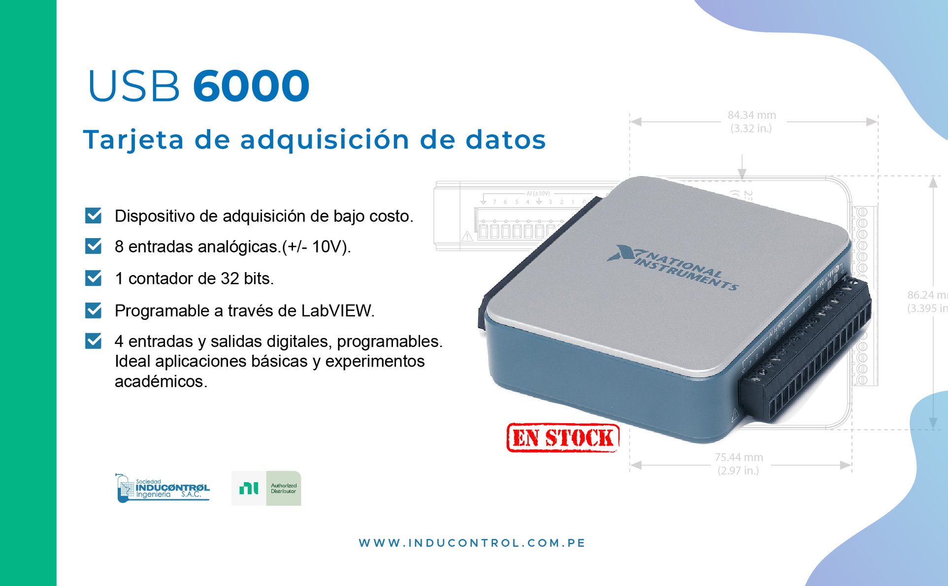 El USB‑6000 brinda... - Sociedad Inducontrol Ingenieria SAC