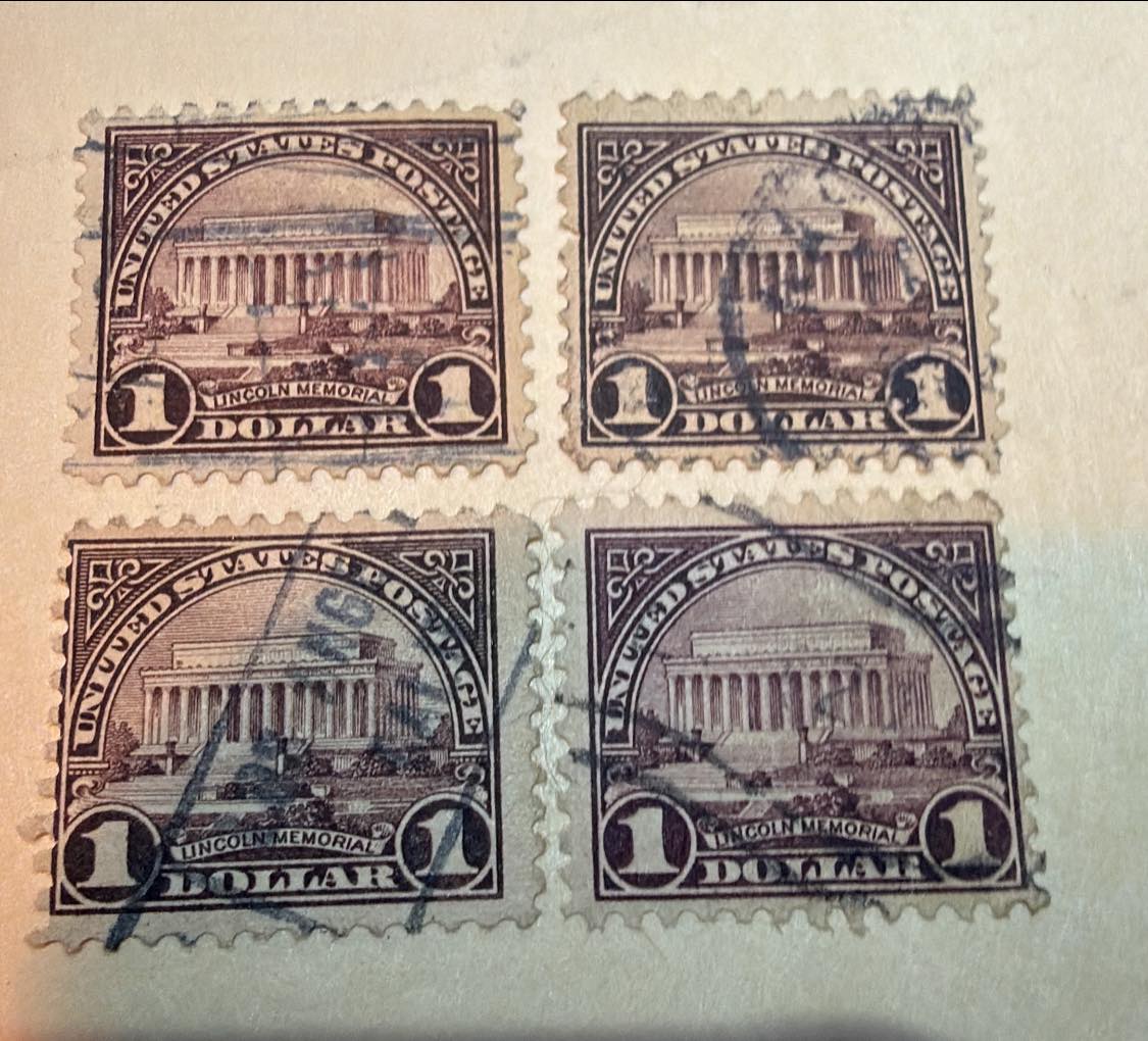 What is a fair price for a 1923 Lincoln Memorial $1 stamp?