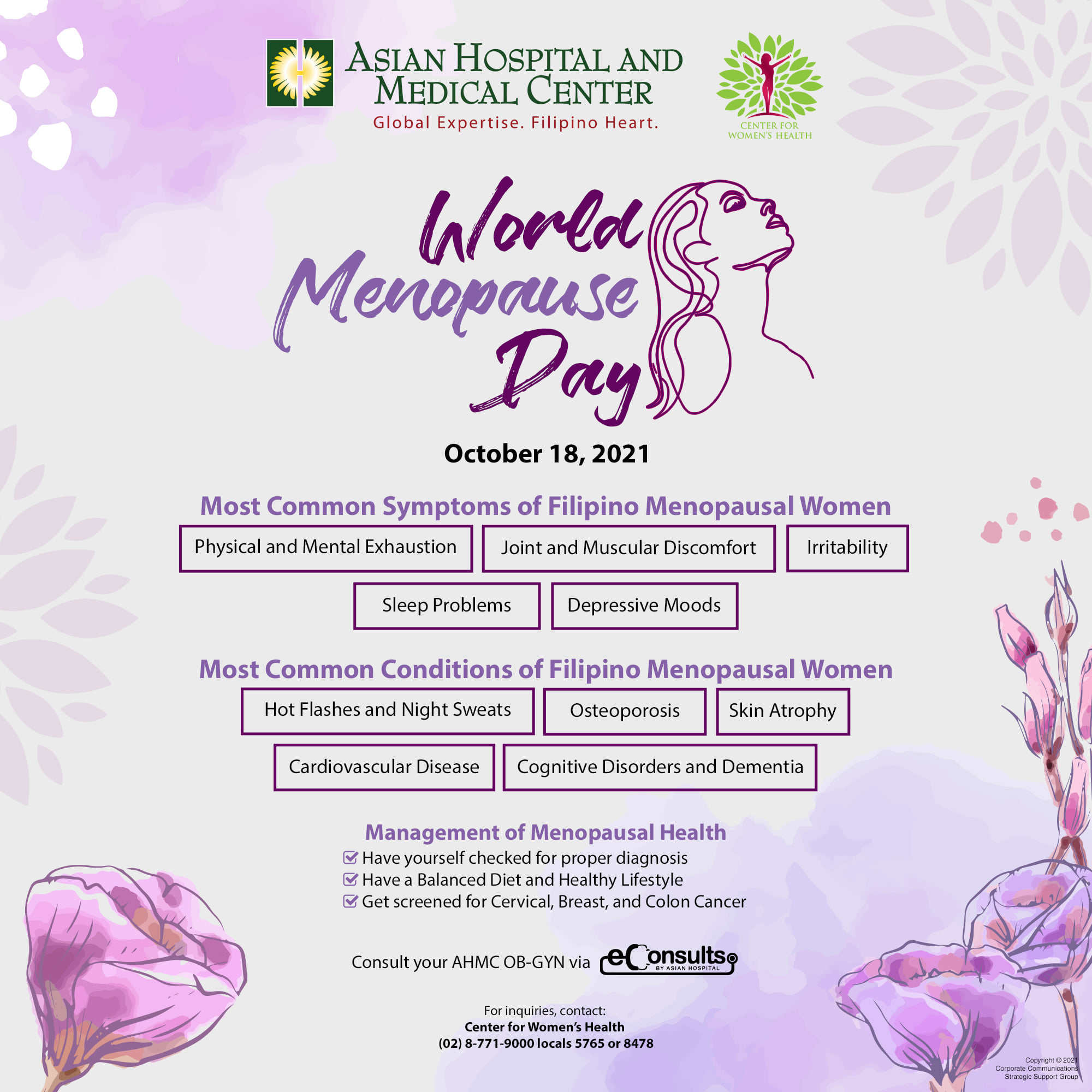 Asian Hospital and Medical Center - October 18 is World Menopause Day ...