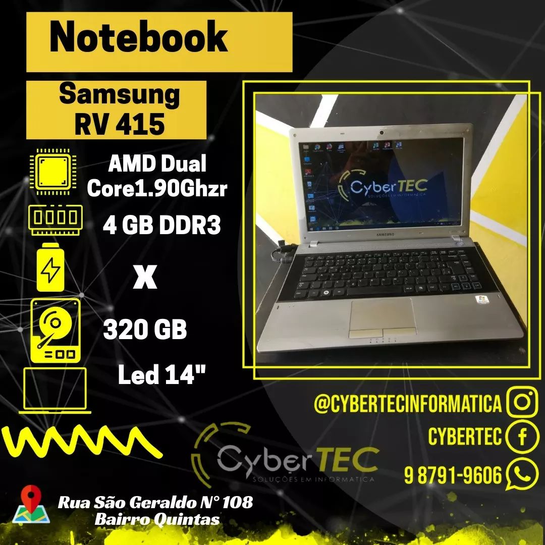 Notebook Samsung RV 415 ⬅️ 🔹4GB... - Cyber Tec Informática