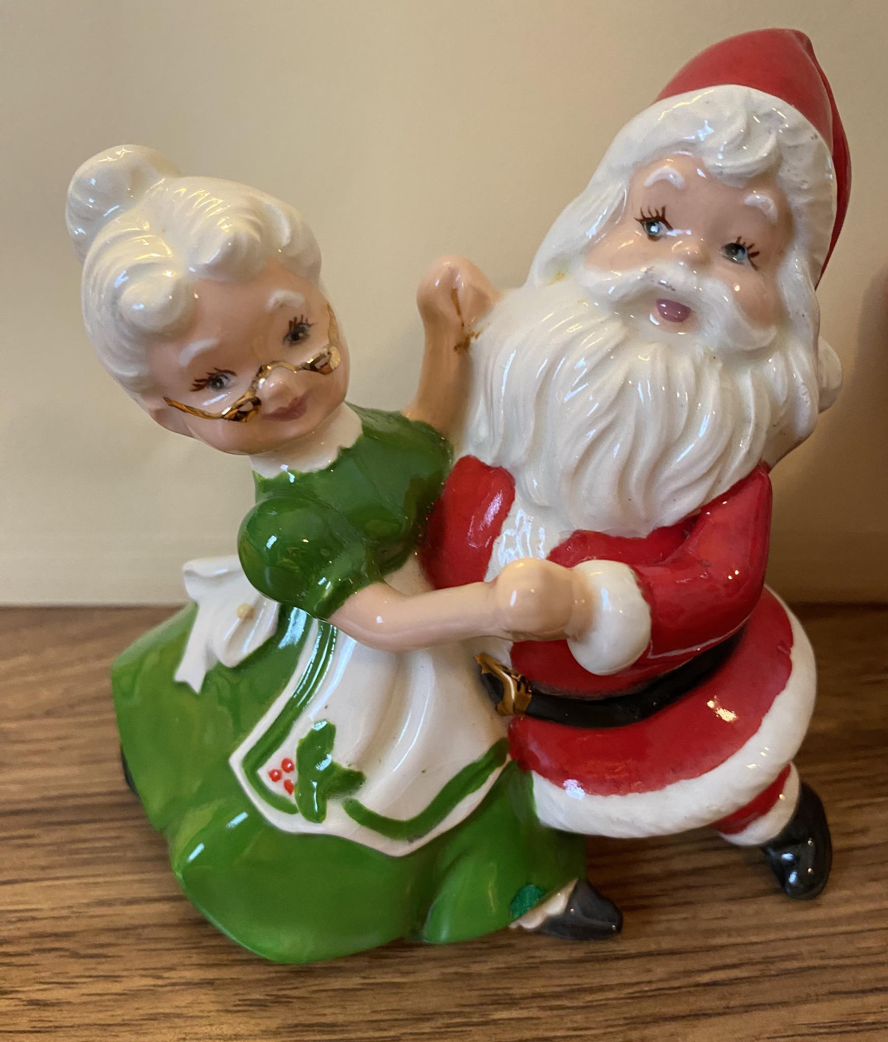 アンカーホッキング【HAPPY HOLIDAY】オーナメント　1978年 vintage 1978 Jasco Christmas Luvkins Mrs. Claus Porcelain Candle