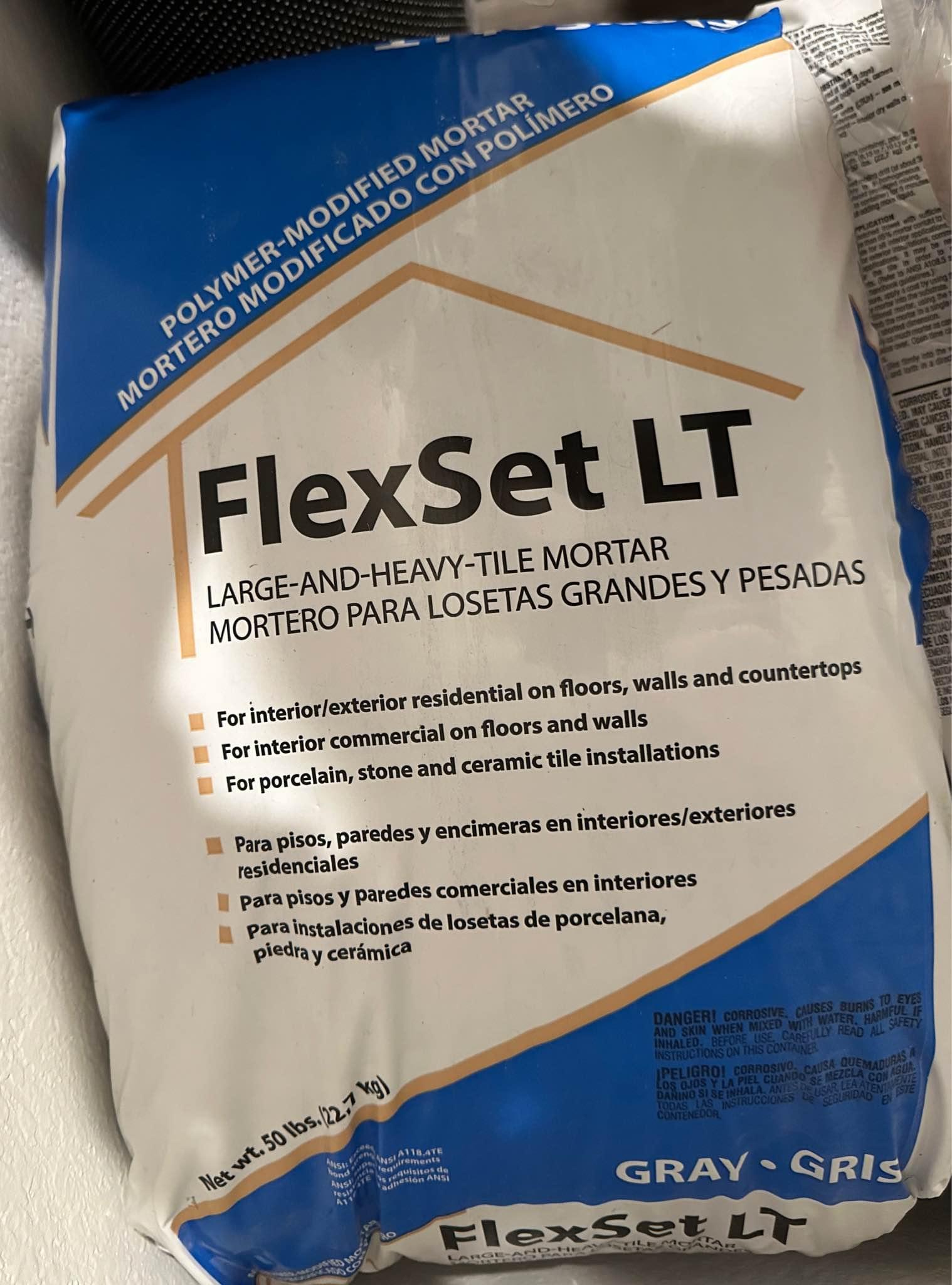 Flexset LT Tile Mortar - 50 Lbs (for Light & Heavy Tile) - Hammers ...