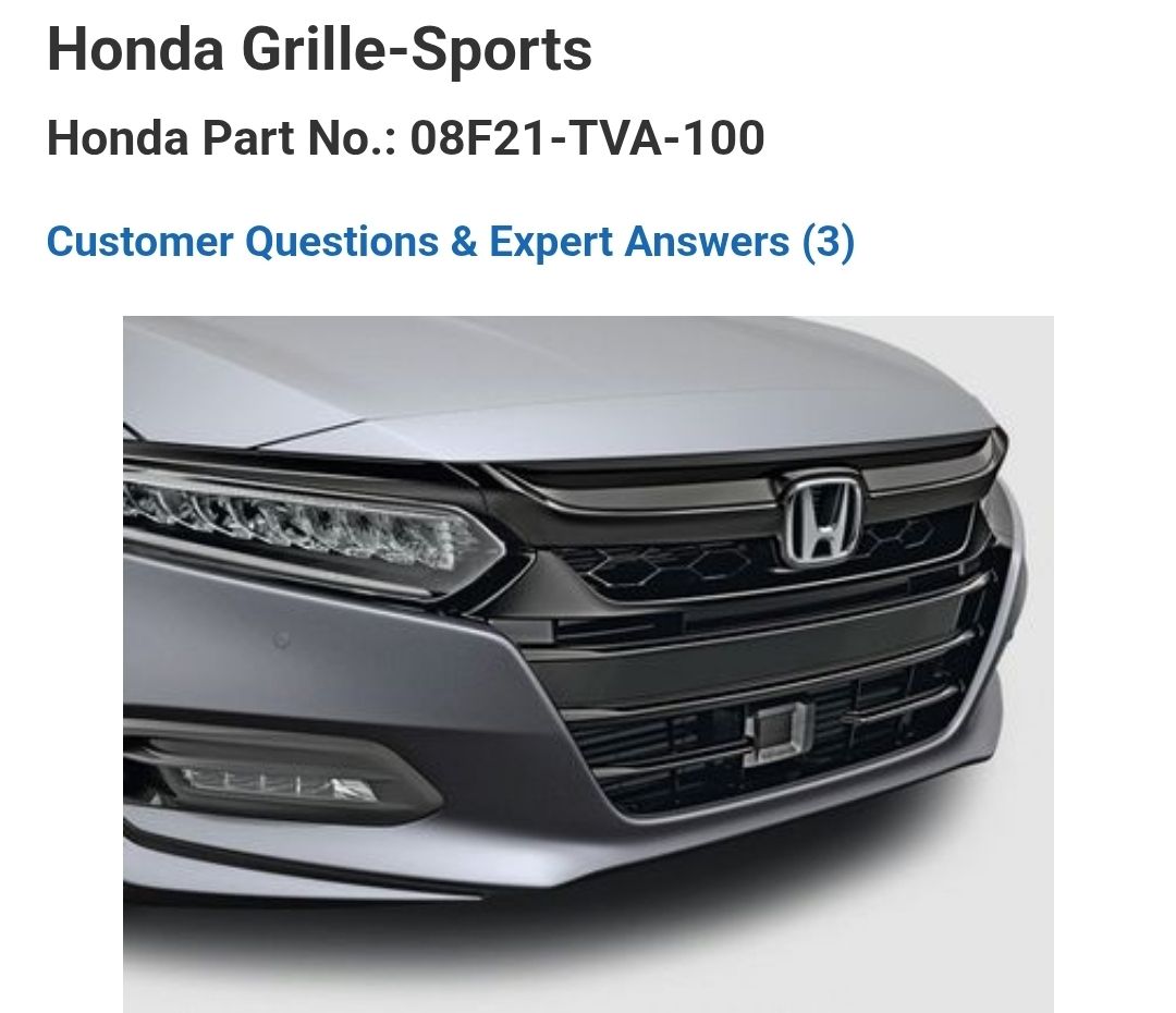 Front Bumper Grille Assembly For 2019-2022 Honda Insight Center - Black Plastic, Direct Fit 14 thumbnail image