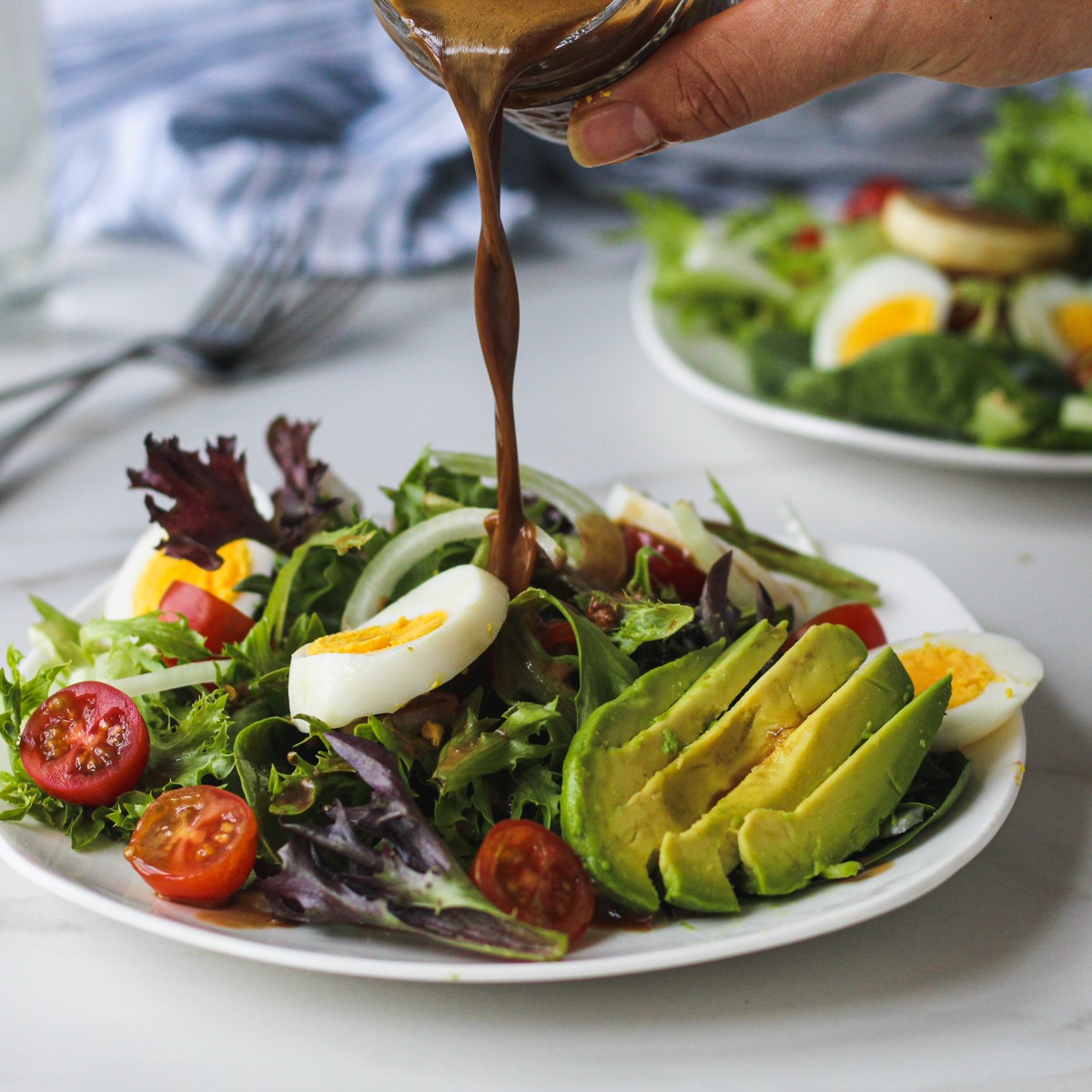 sour cream balsamic dressing It is so quick and easy to make this zesty dressing. The balsamic vinegar, lemon juice and lend a tangy flavor to the dressing. I made this recipe for Size:6X-Large-14/16 Aihuaihua Linen Halter Mini White Birthday Dress Balsamic salad