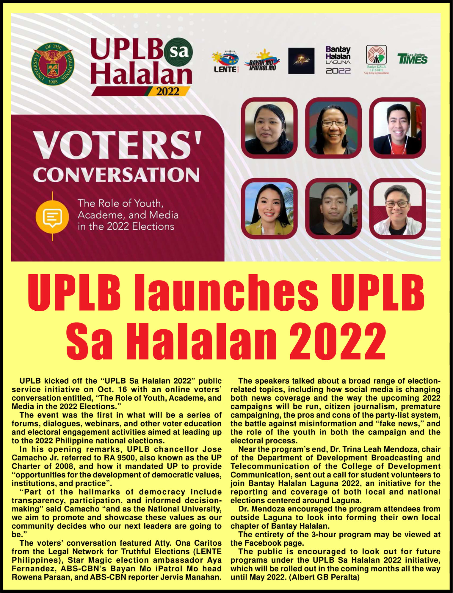 UPLB launches UPLB Sa Halalan 2022... - Pinas Global News