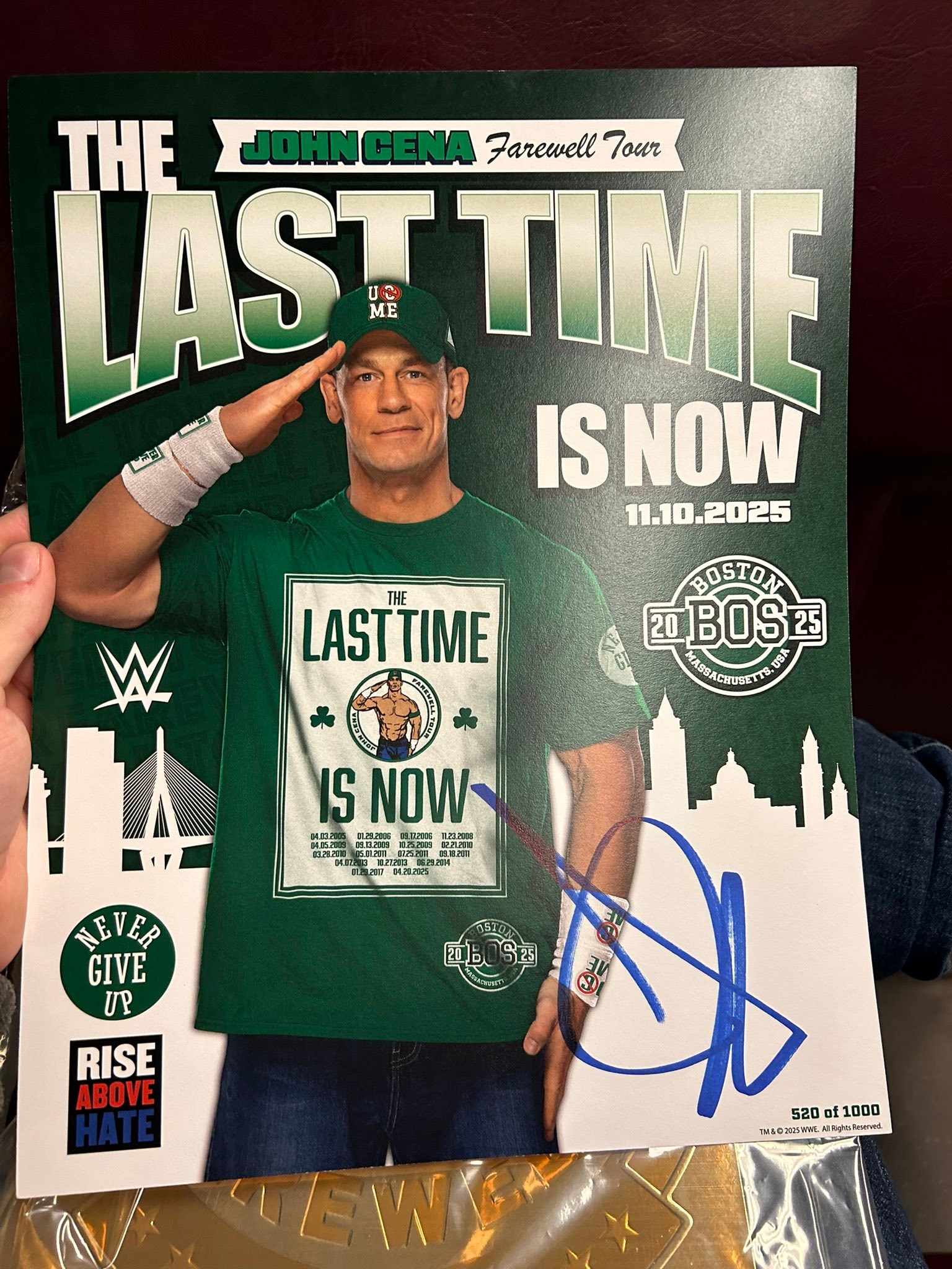 WWE collectible items from raw event