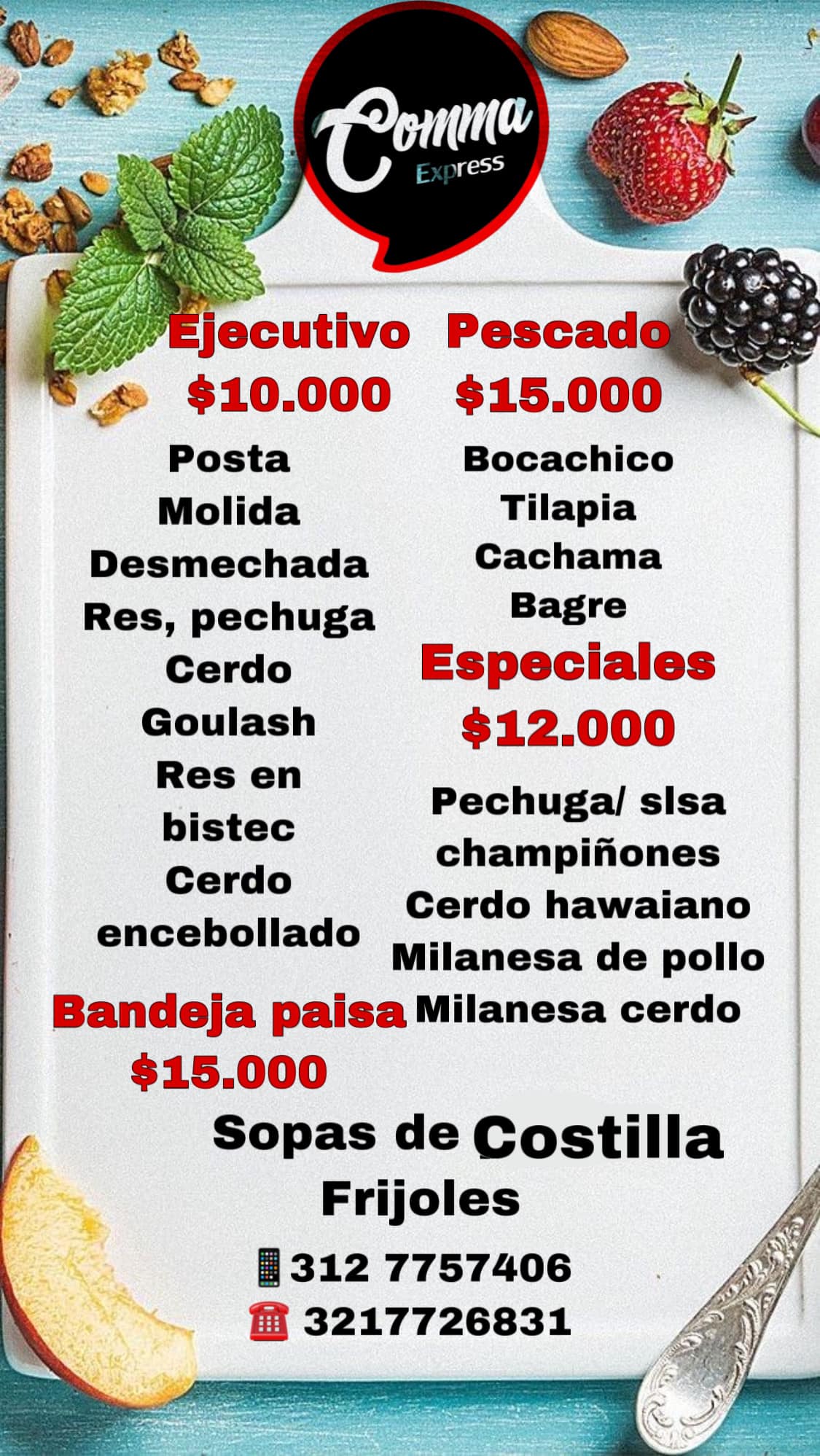 Comma Express - Disfruta de nuestro Variado menú.... | Facebook